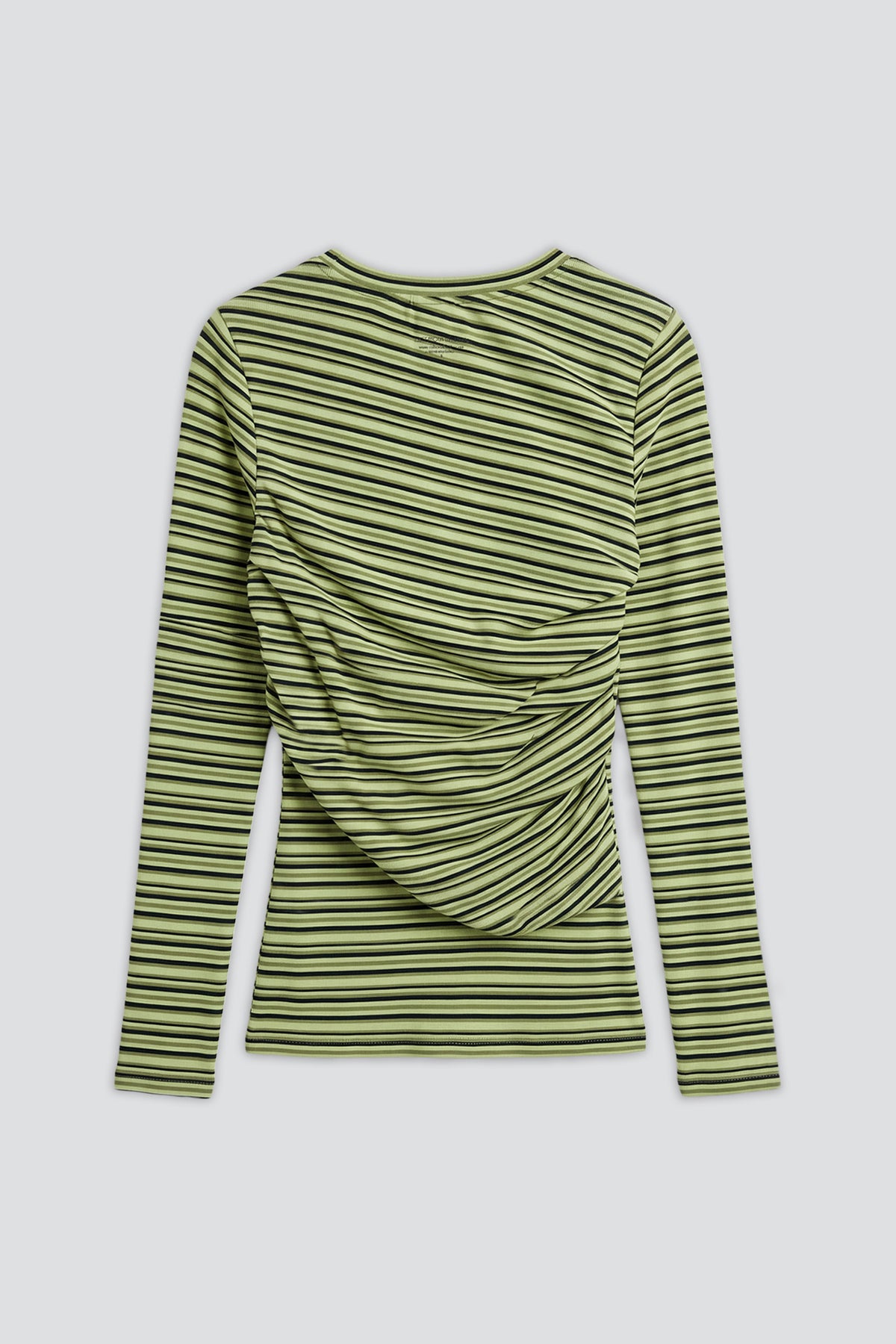 Green Stripe Rib Knit Wrapped Cardio Crew