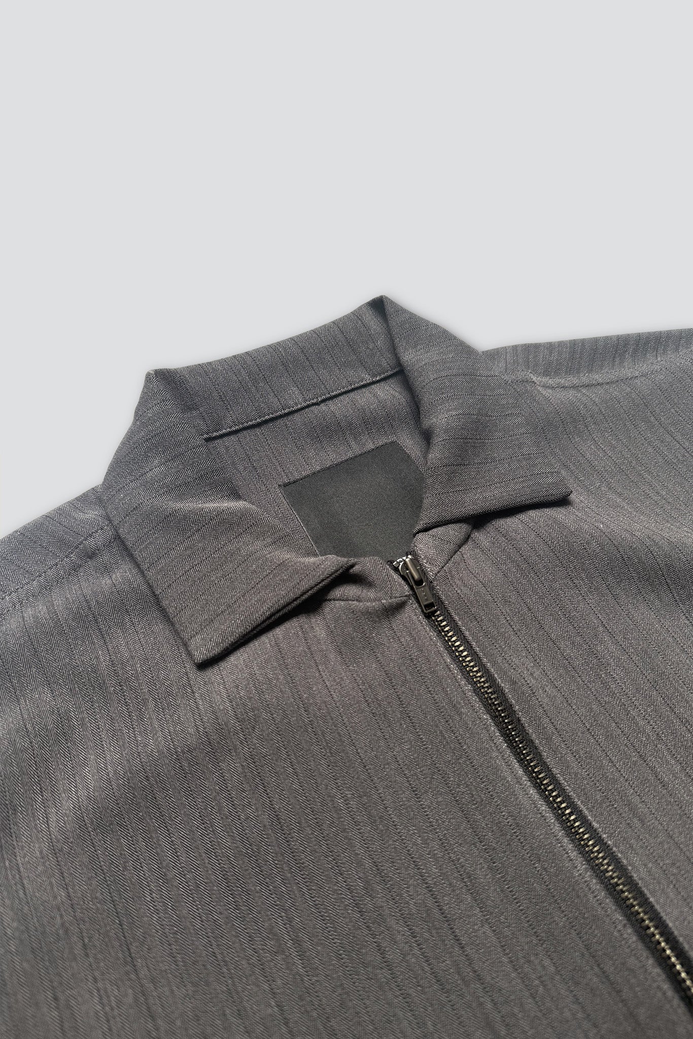 Grey Long Sleeve Zip Camp Shirt