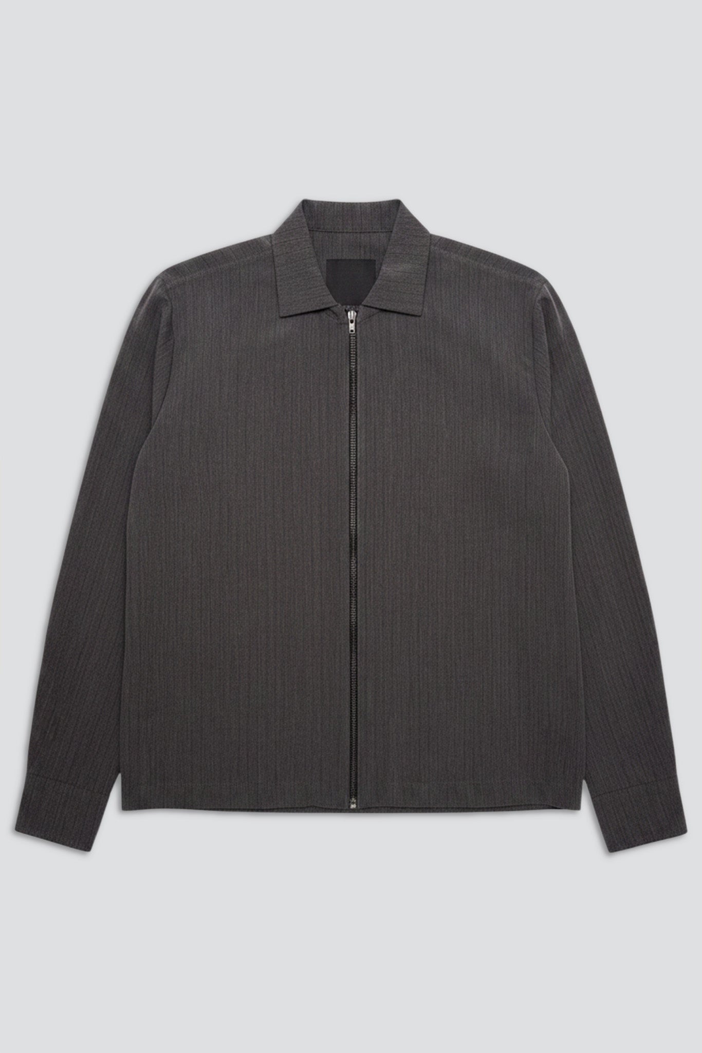 Grey Long Sleeve Zip Camp Shirt