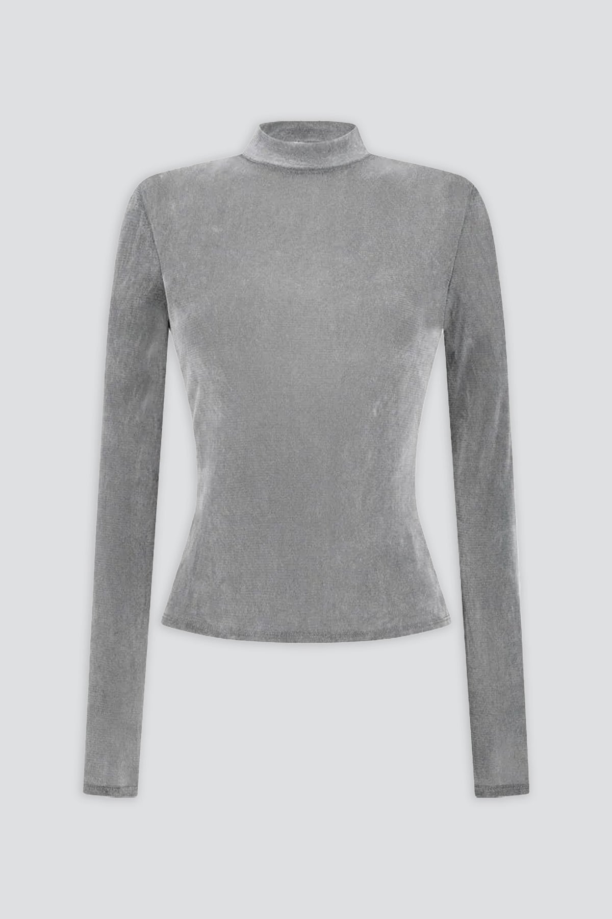 Grey Mock Neck Top