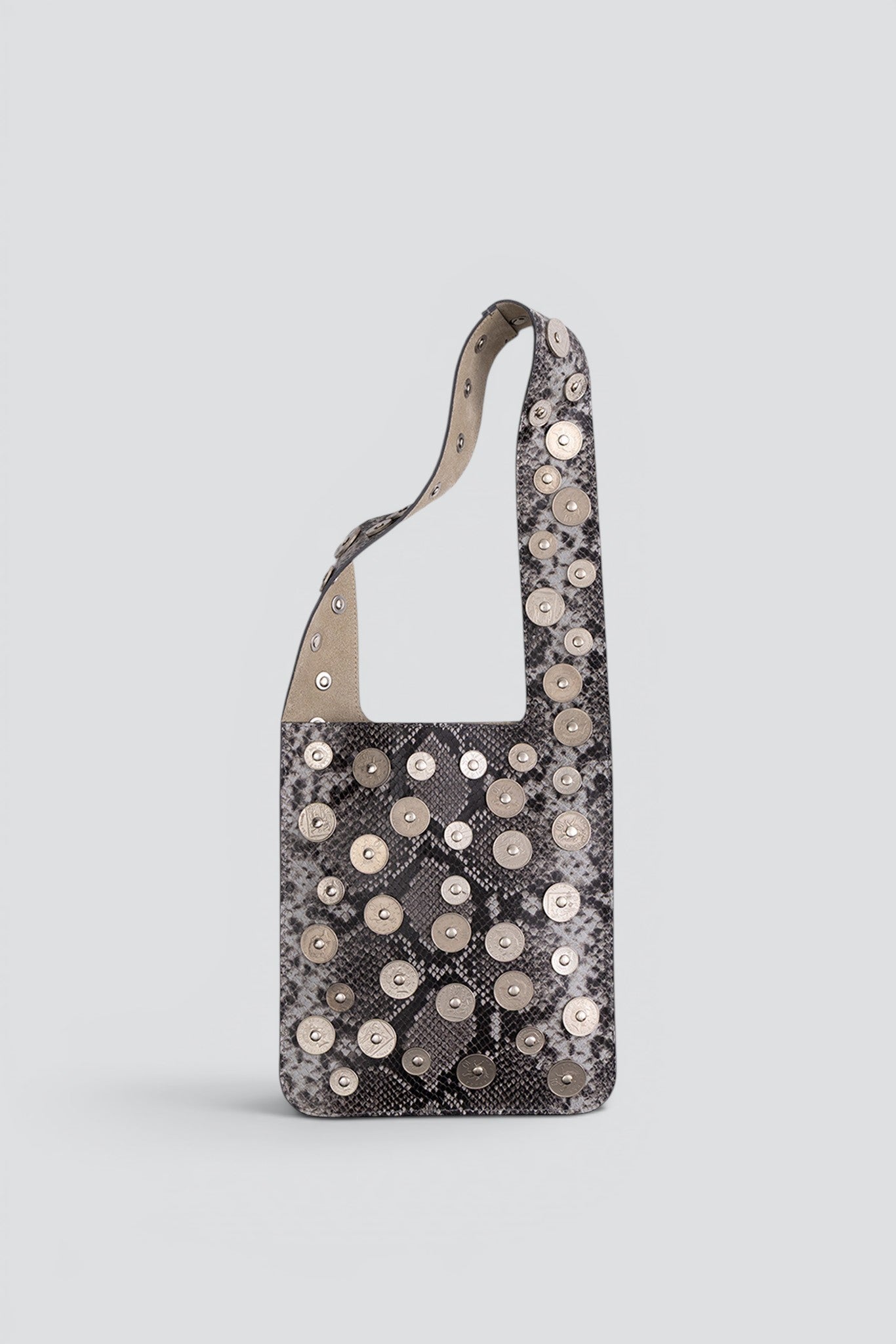 Grey Snake Print Coins Pub Bag