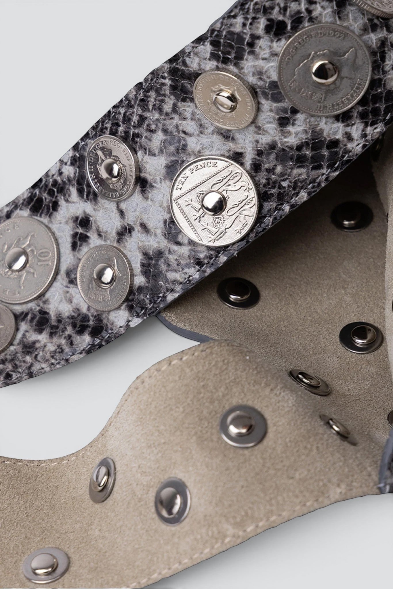 Grey Snake Print Coins Pub Bag