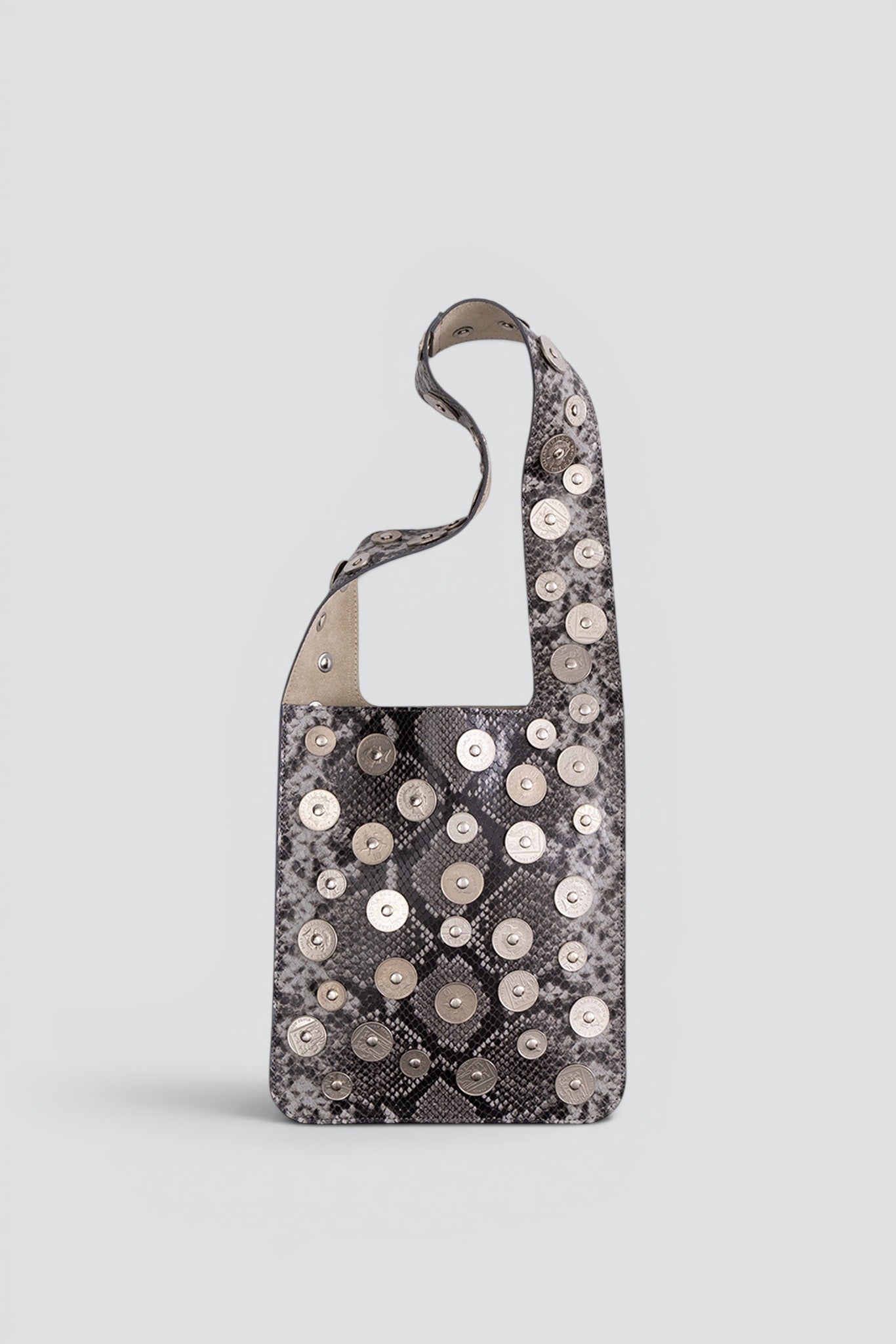 Grey Snake Print Coins Pub Bag