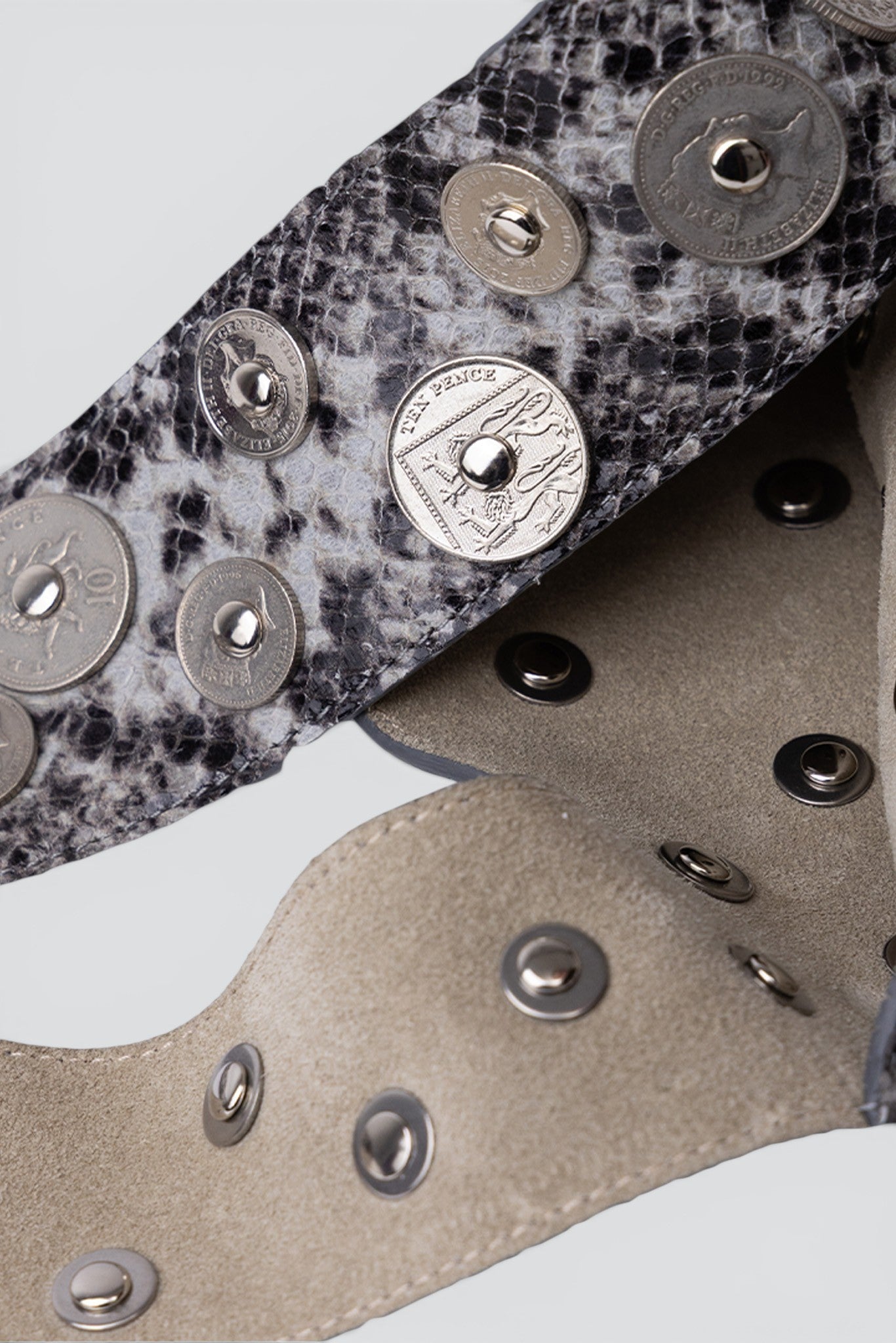Grey Snake Print Coins Pub Bag