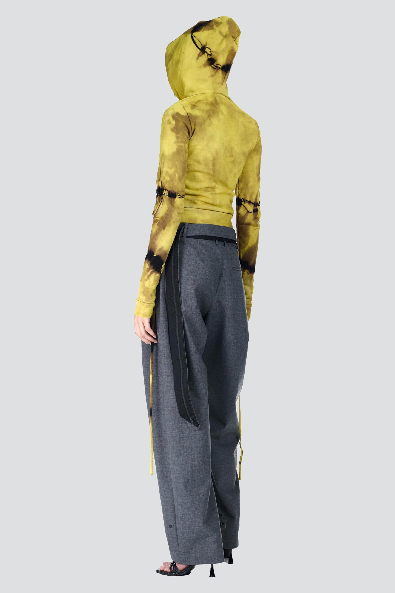 Grey Strapped Baggy Suit Pants