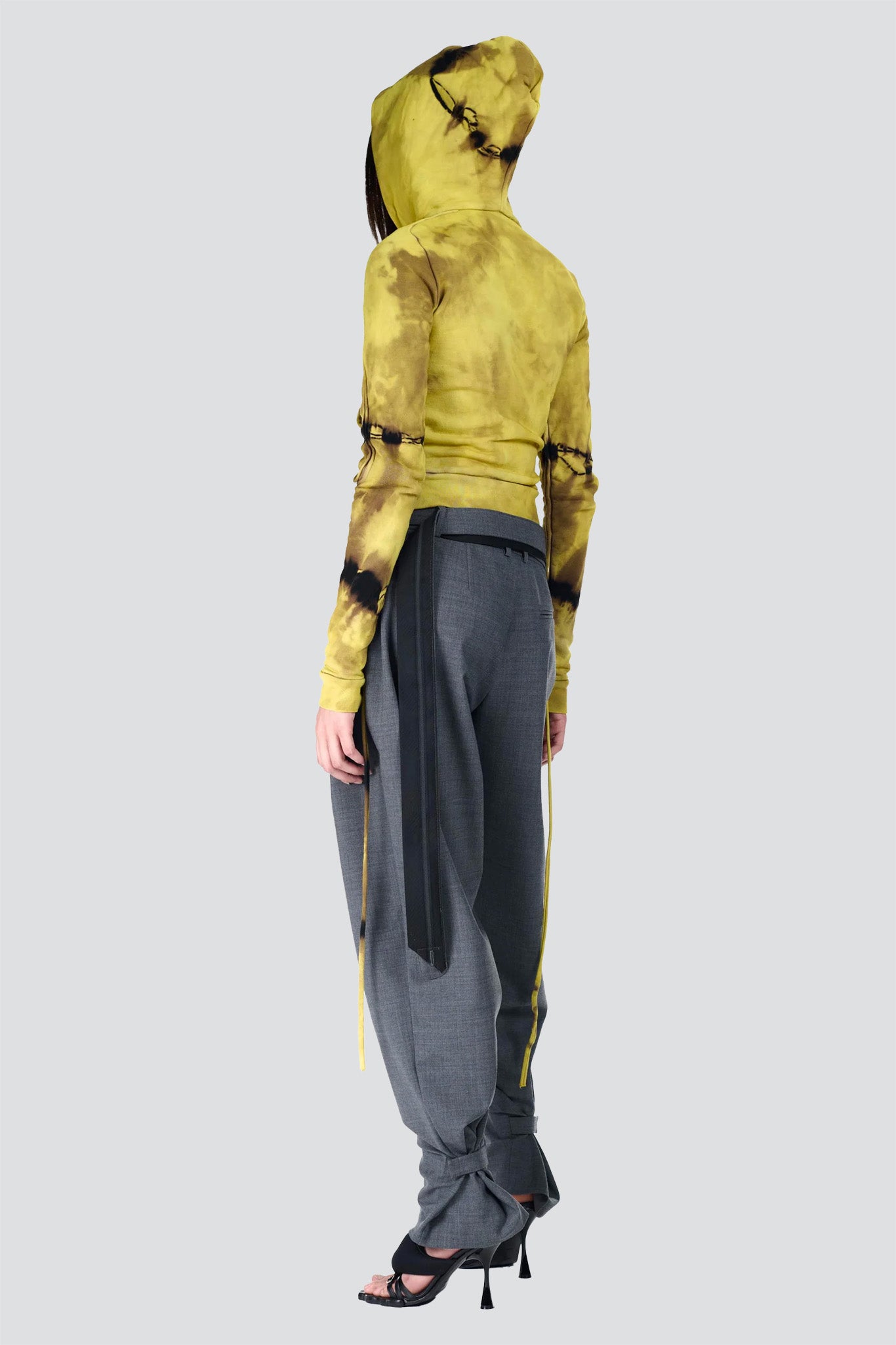 Grey Strapped Baggy Suit Pants