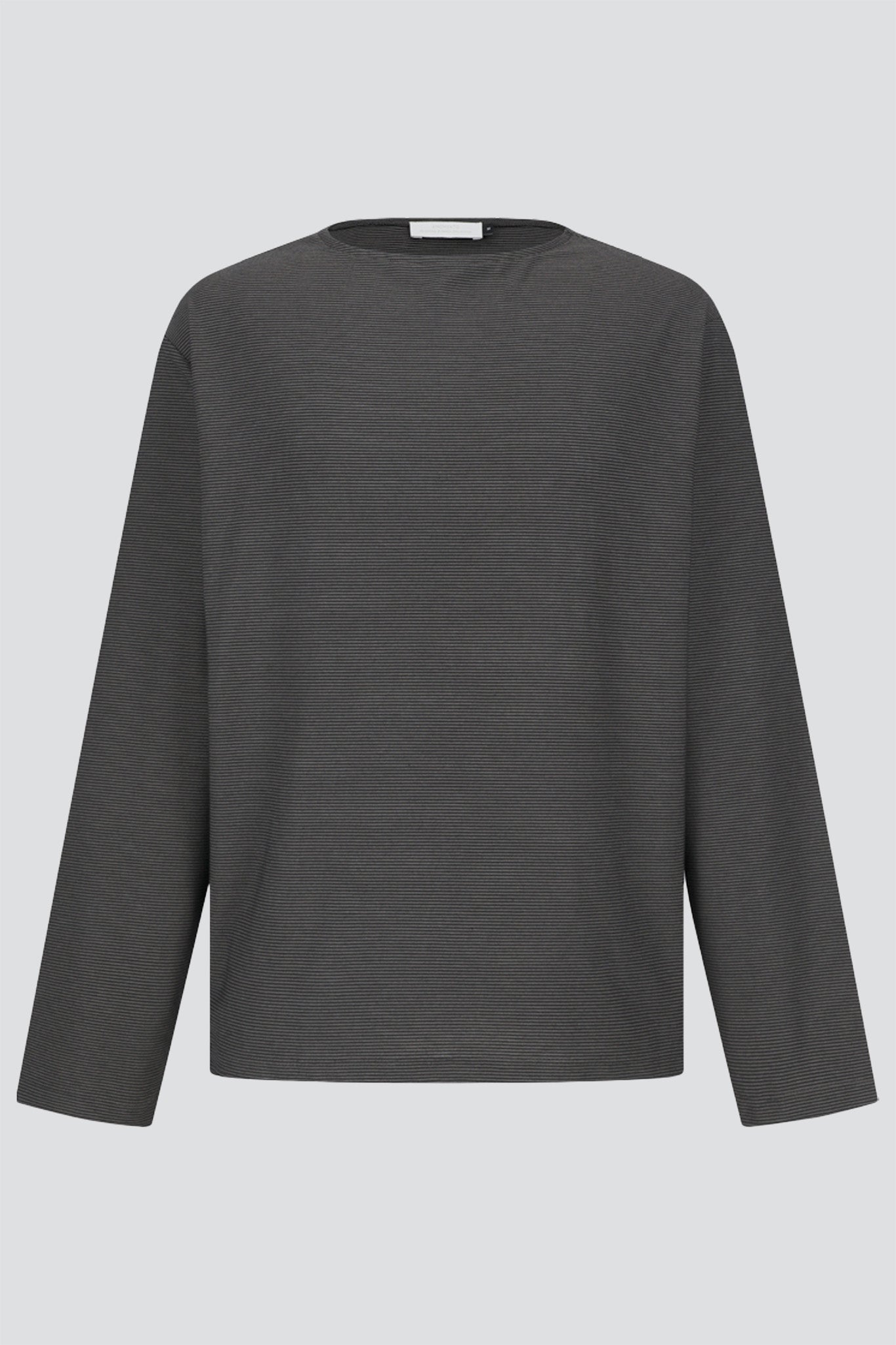 Grey Stripe Boat Neck Long Sleeve Top