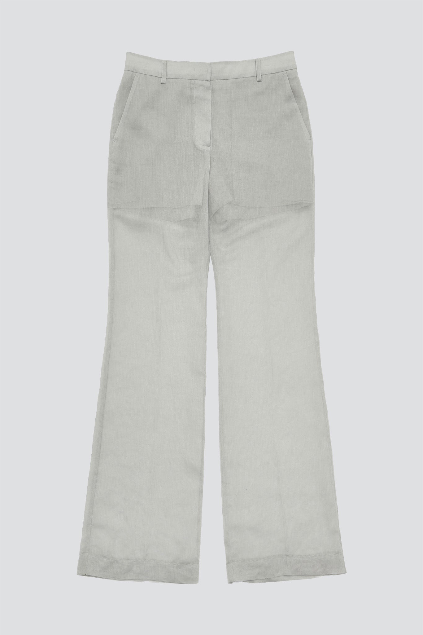 Grey Sheer Straight Fit Pants