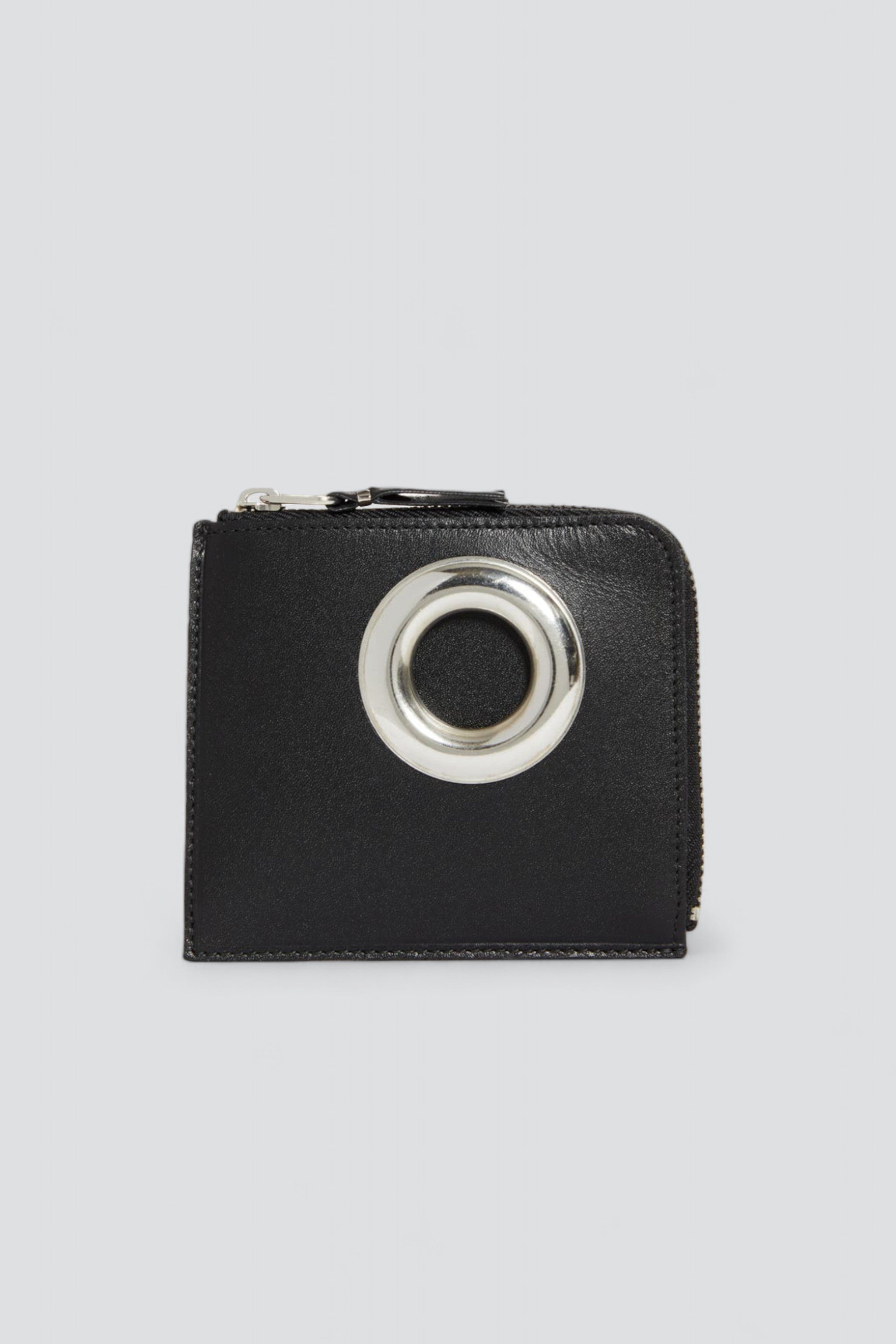 Half Zip Silver Eyelet Wallet - Black - SA3100SE
