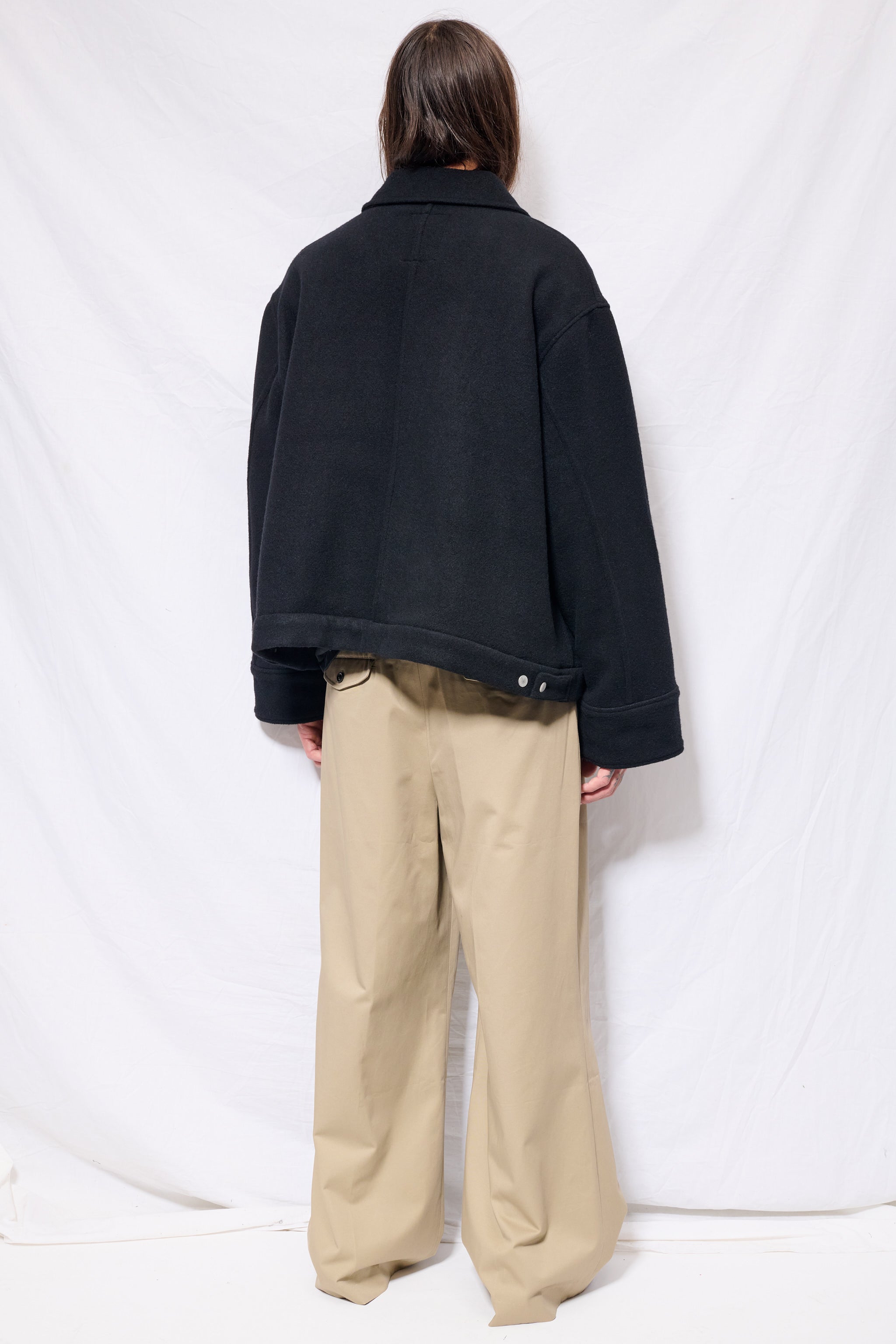 Black Wool Fireman Box Jacket