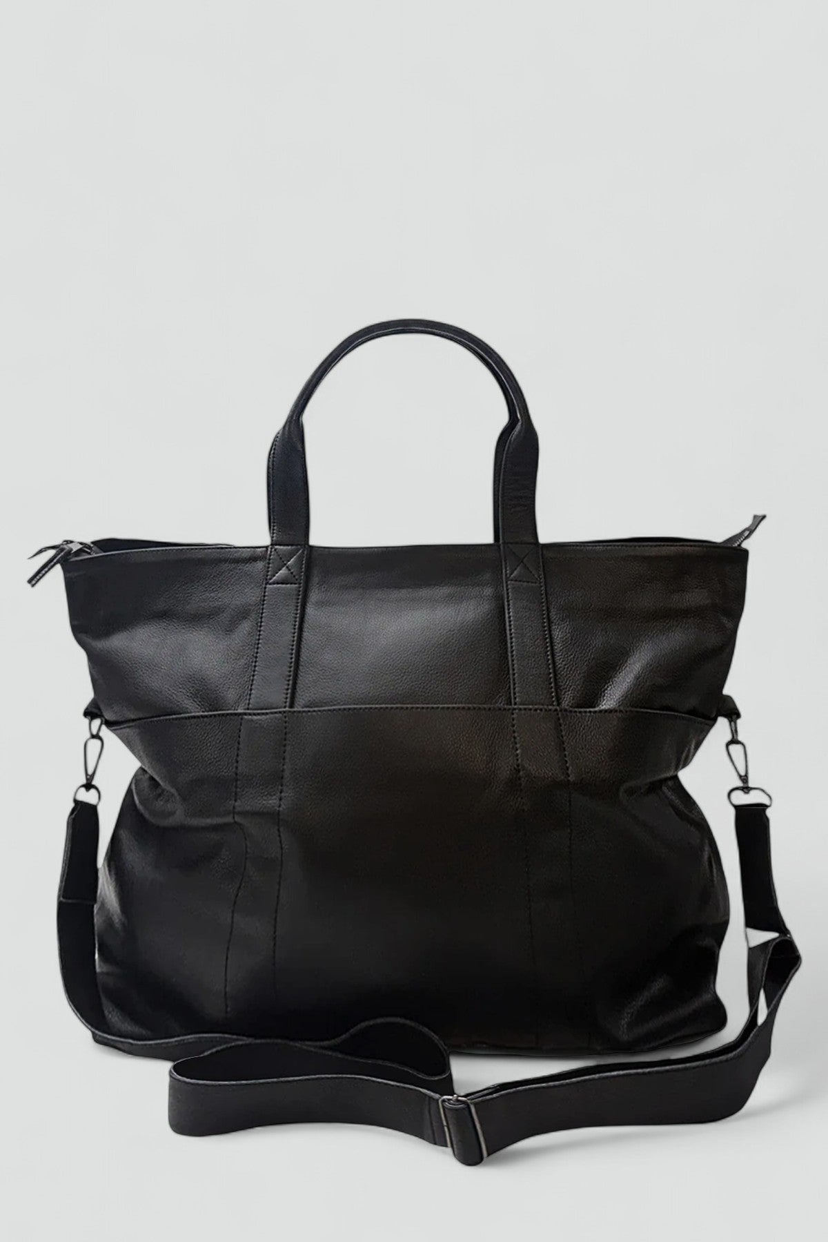 Black Leather Travel Tote