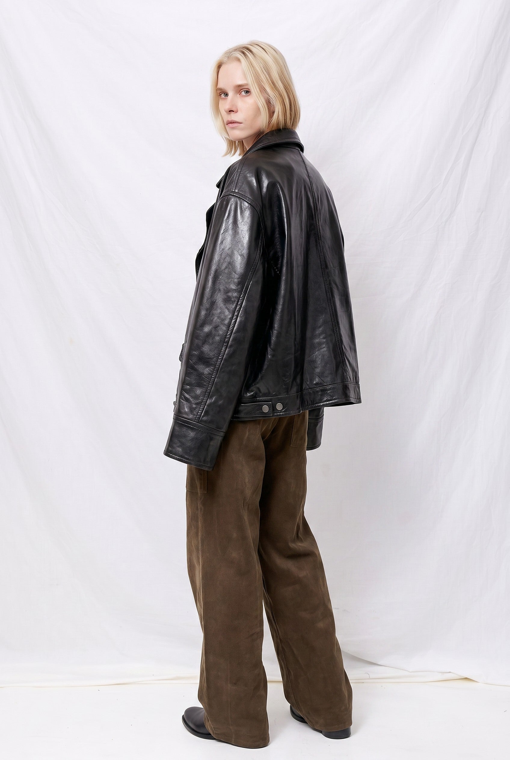 Black Leather Box Jacket