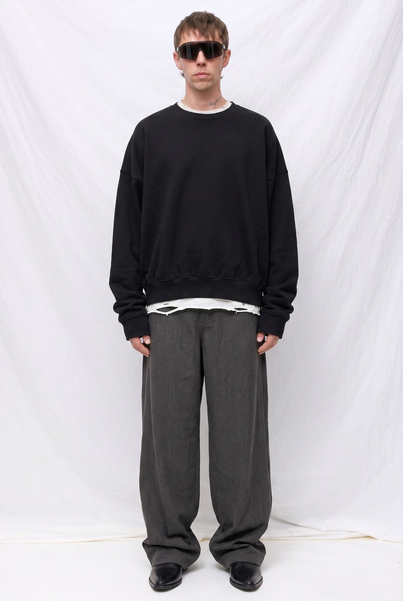 Black Cropped Crewneck