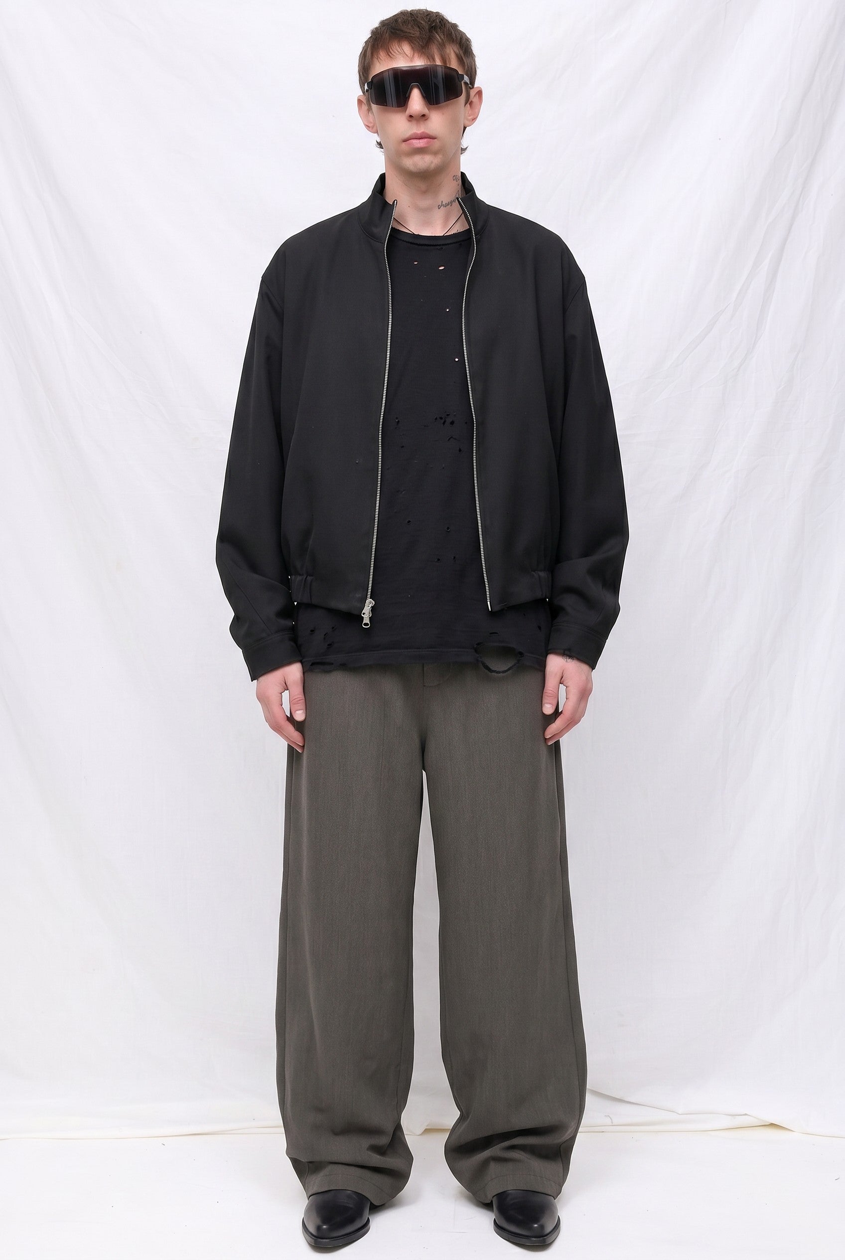Black Suiting Mockneck Jacket