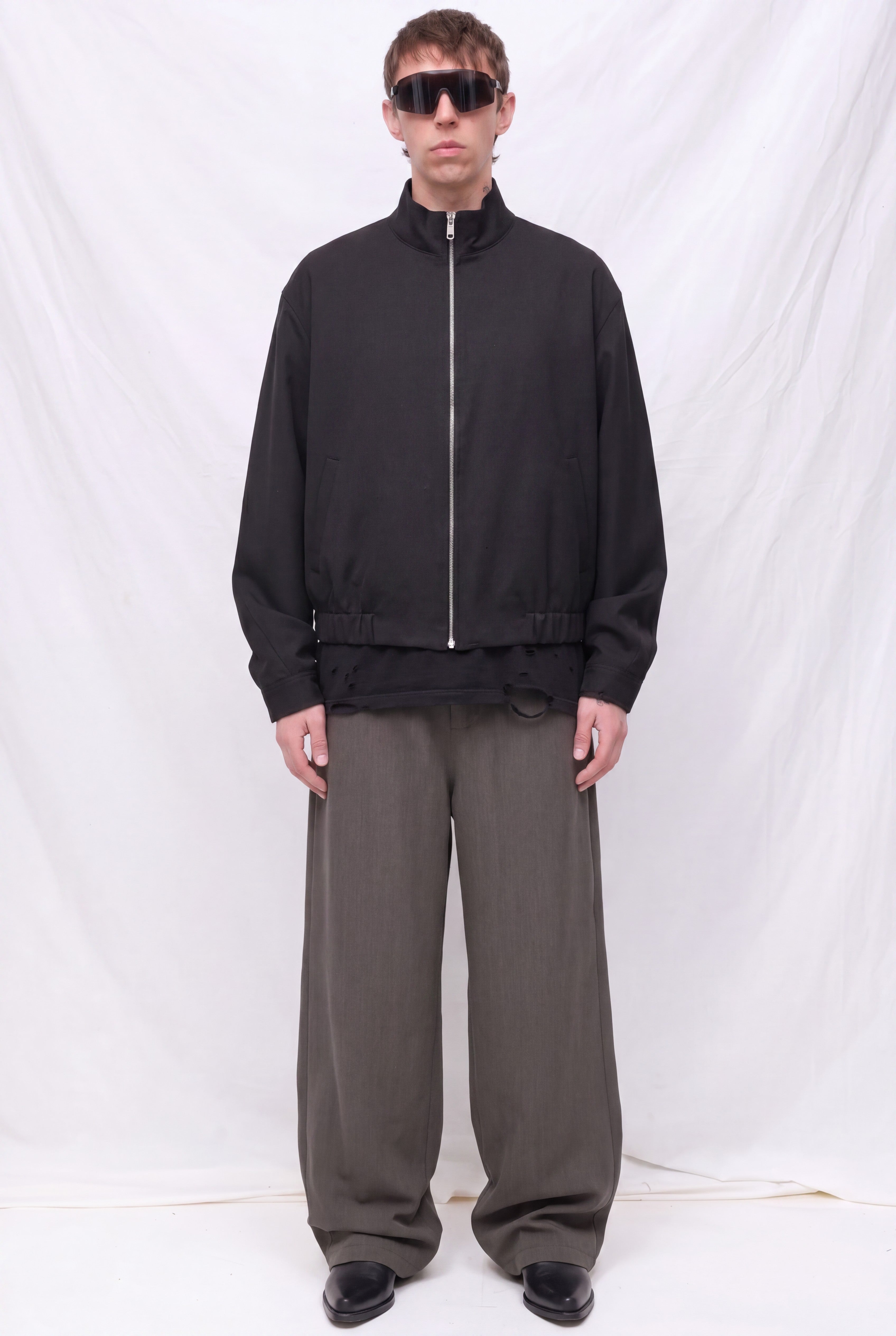 Black Suiting Mockneck Jacket