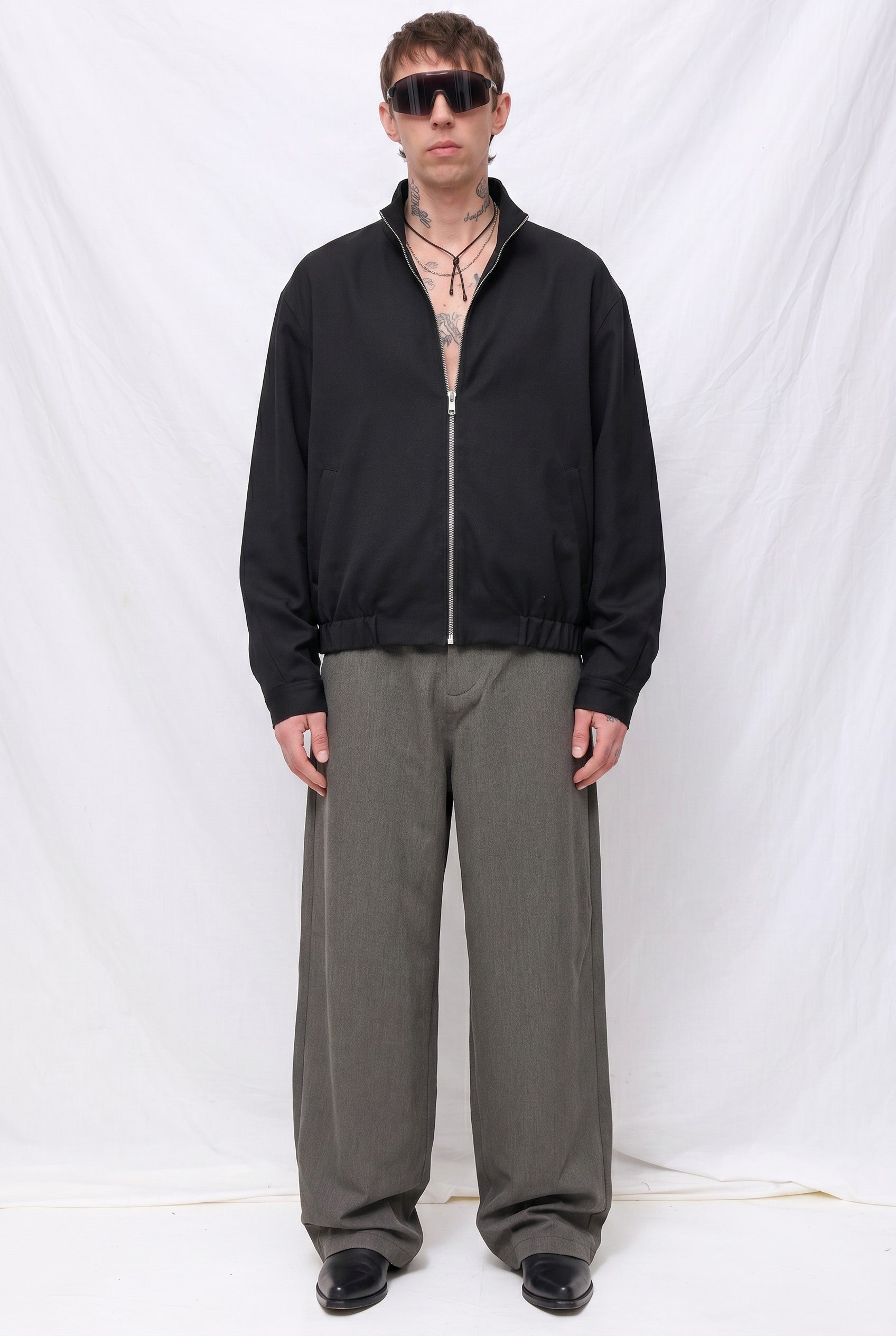 Black Suiting Mockneck Jacket