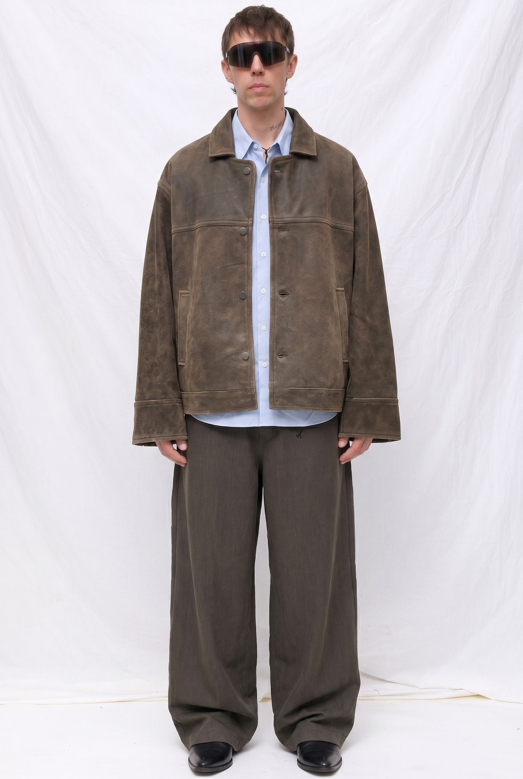 Cracked Brown Leather Box Jacket