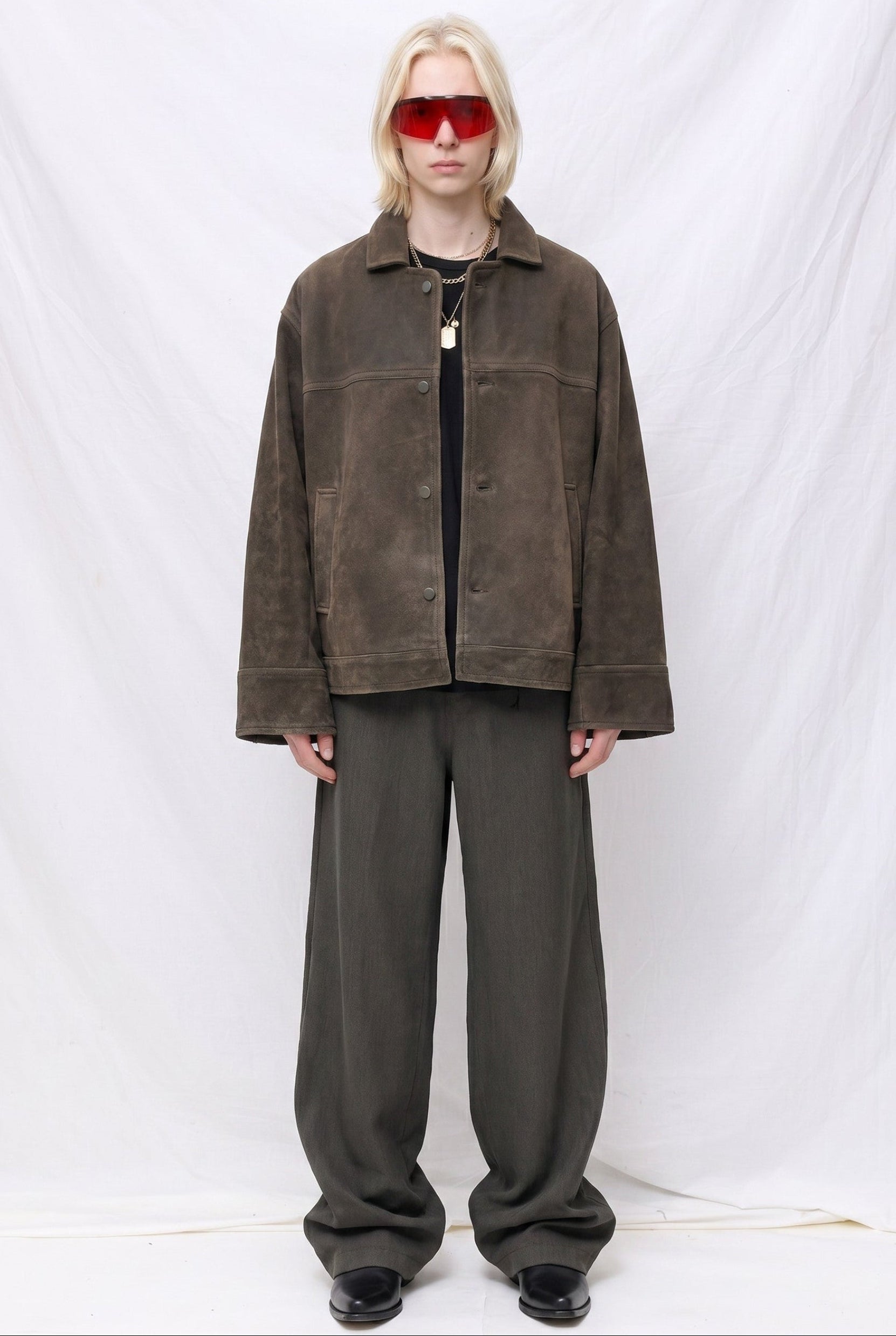 Cracked Brown Leather Box Jacket