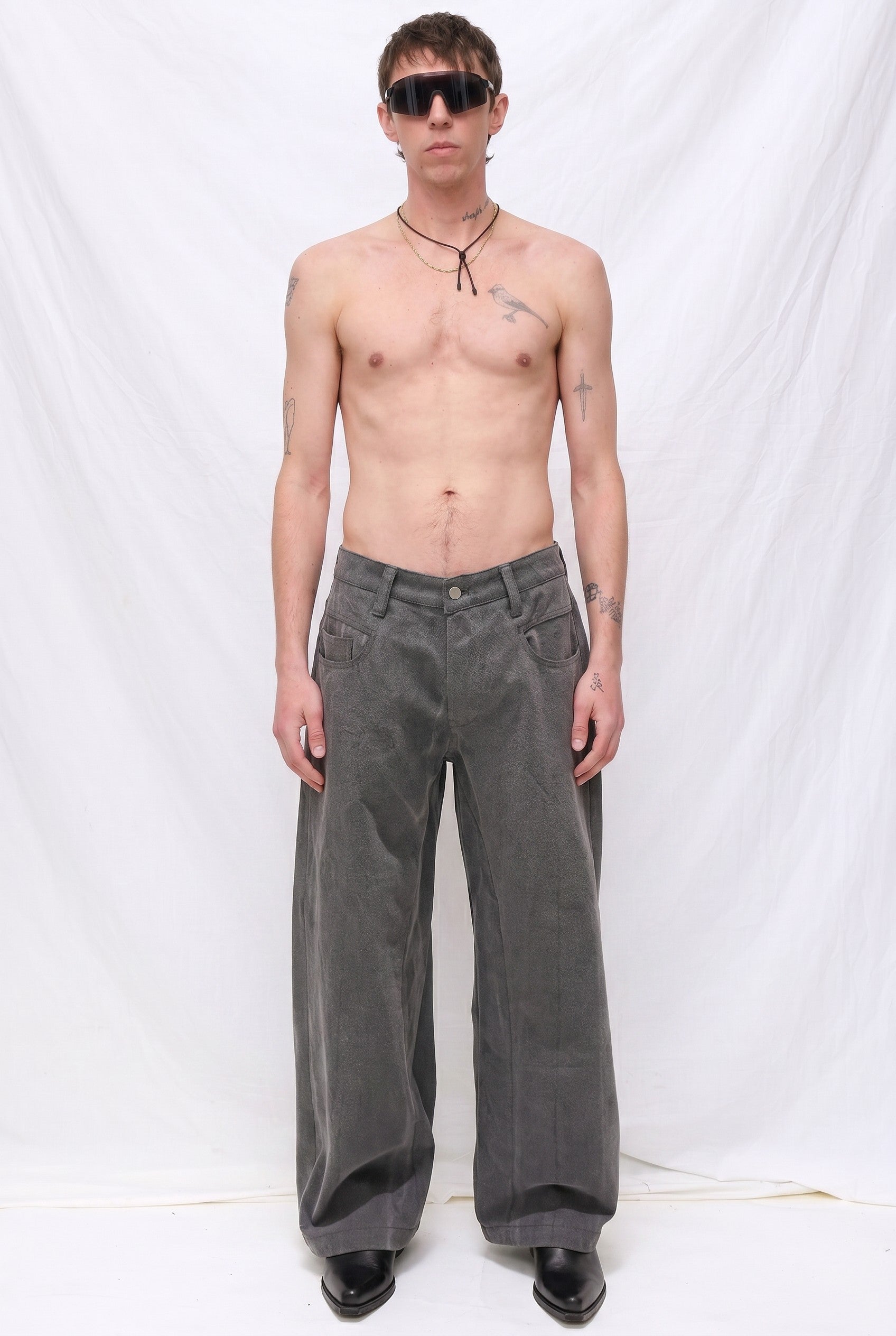 Black Grey Wash Denim Twist Jean