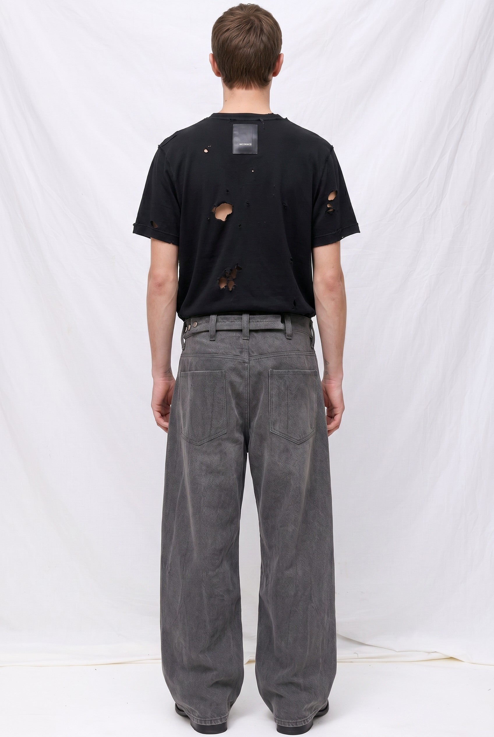 Black Grey Wash Denim Twist Jean