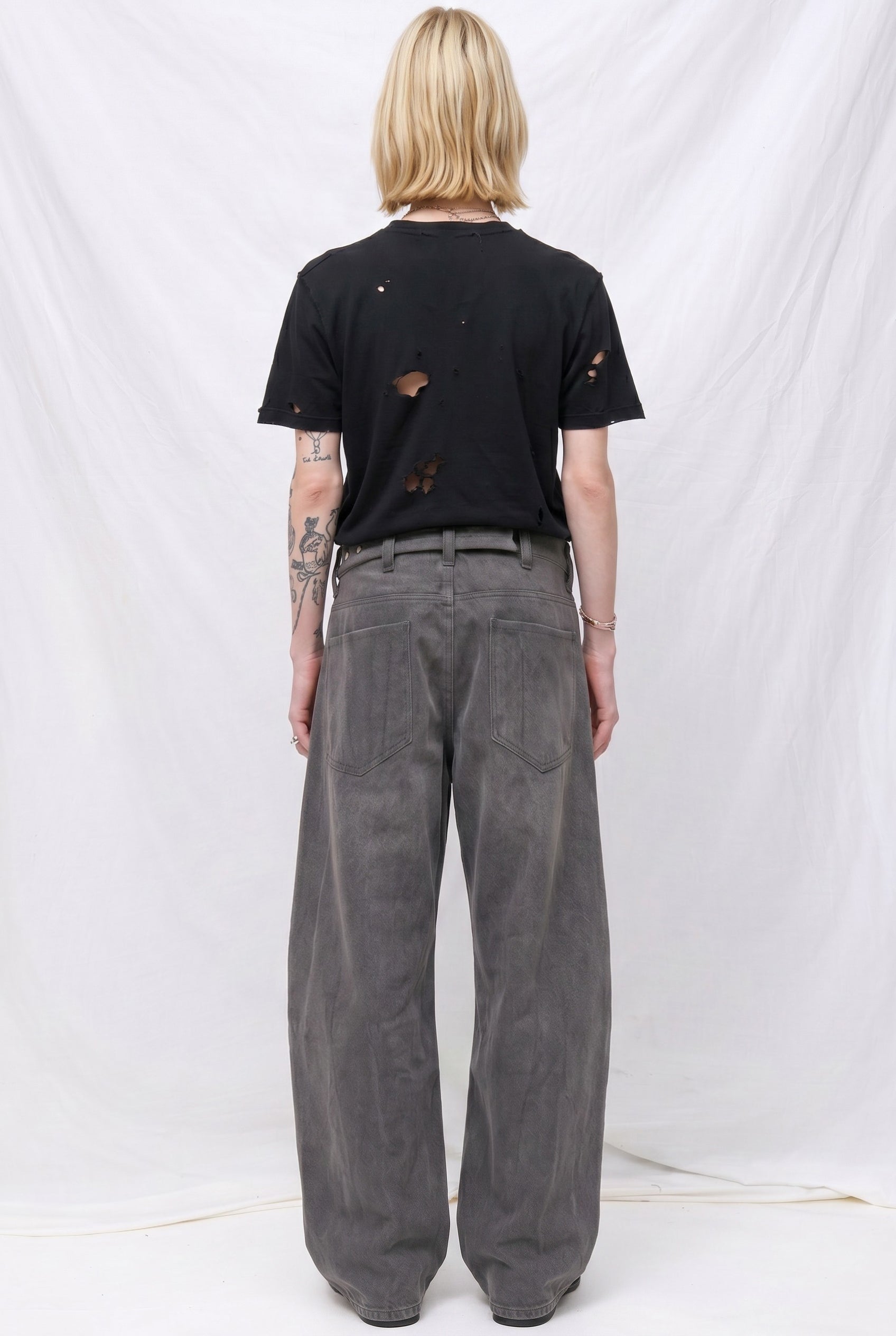 Black Grey Wash Denim Twist Jean