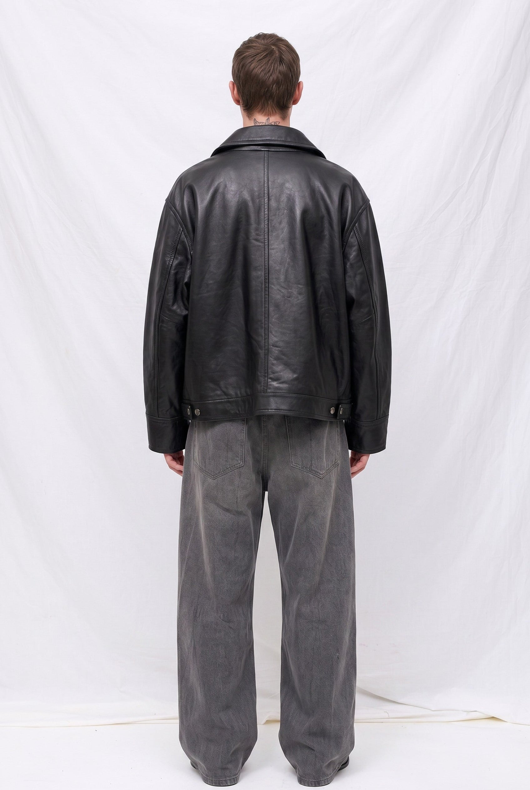 Black Leather Box Jacket