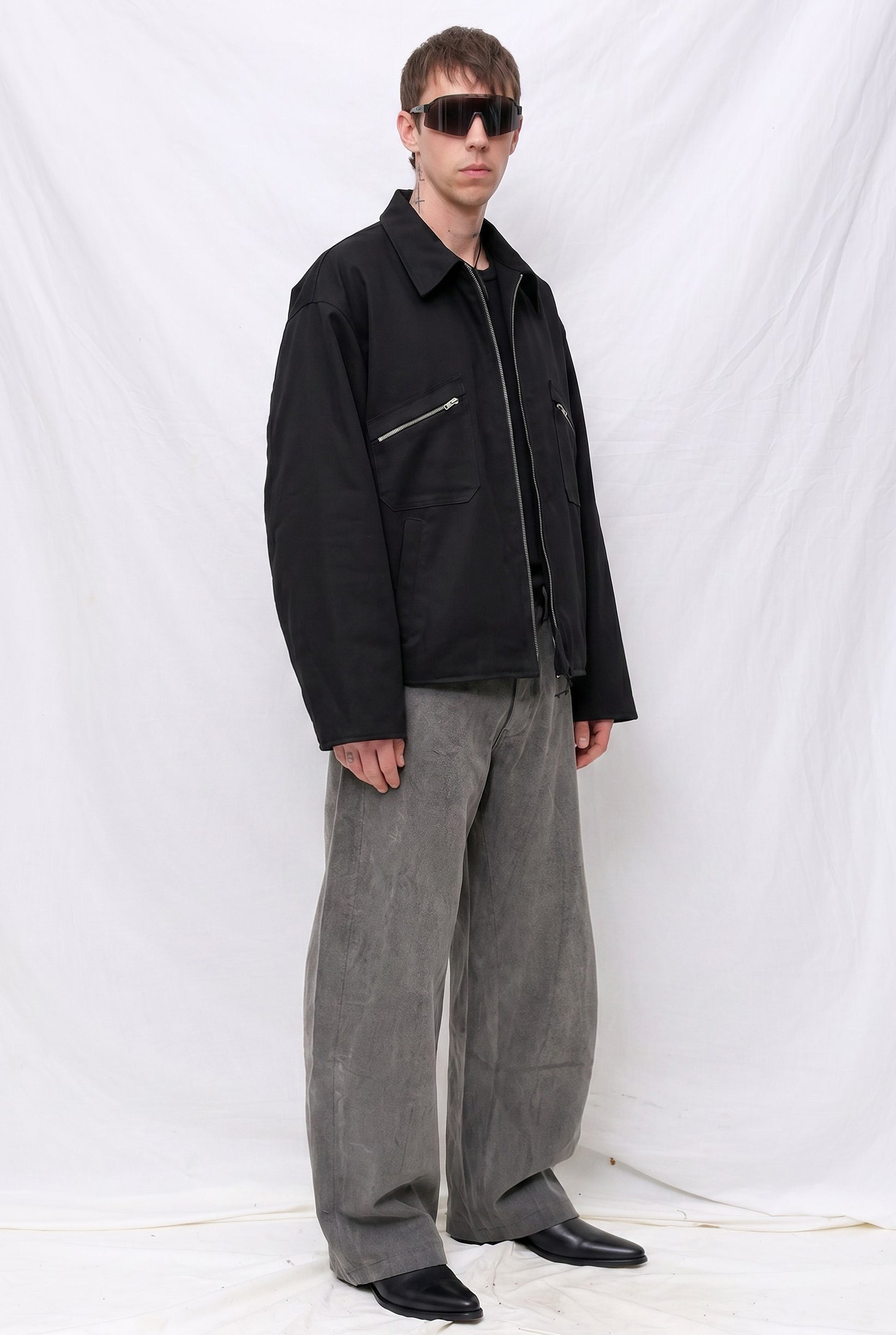 Black Suiting Pocket Zip Jacket