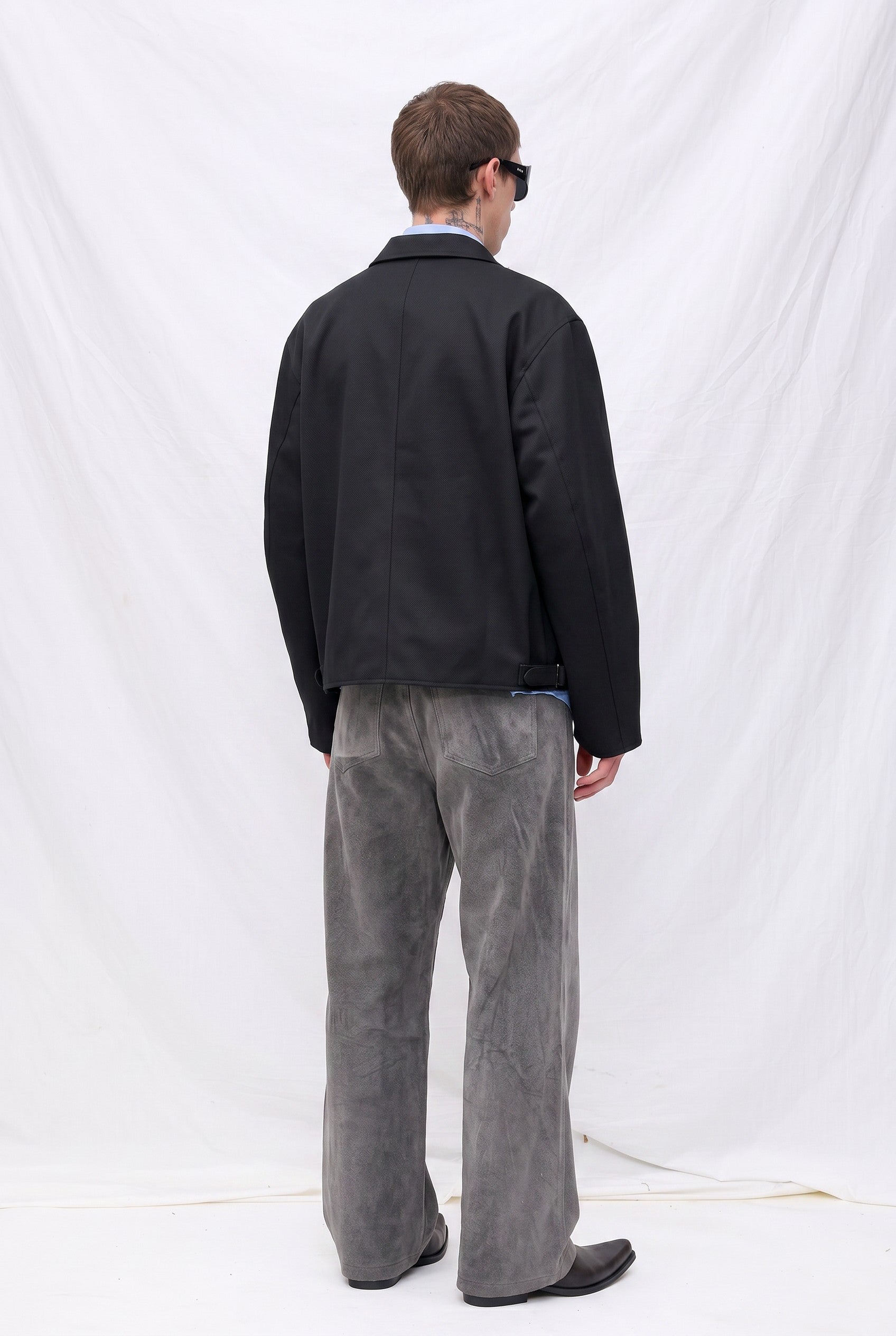 Black Suiting Pocket Zip Jacket