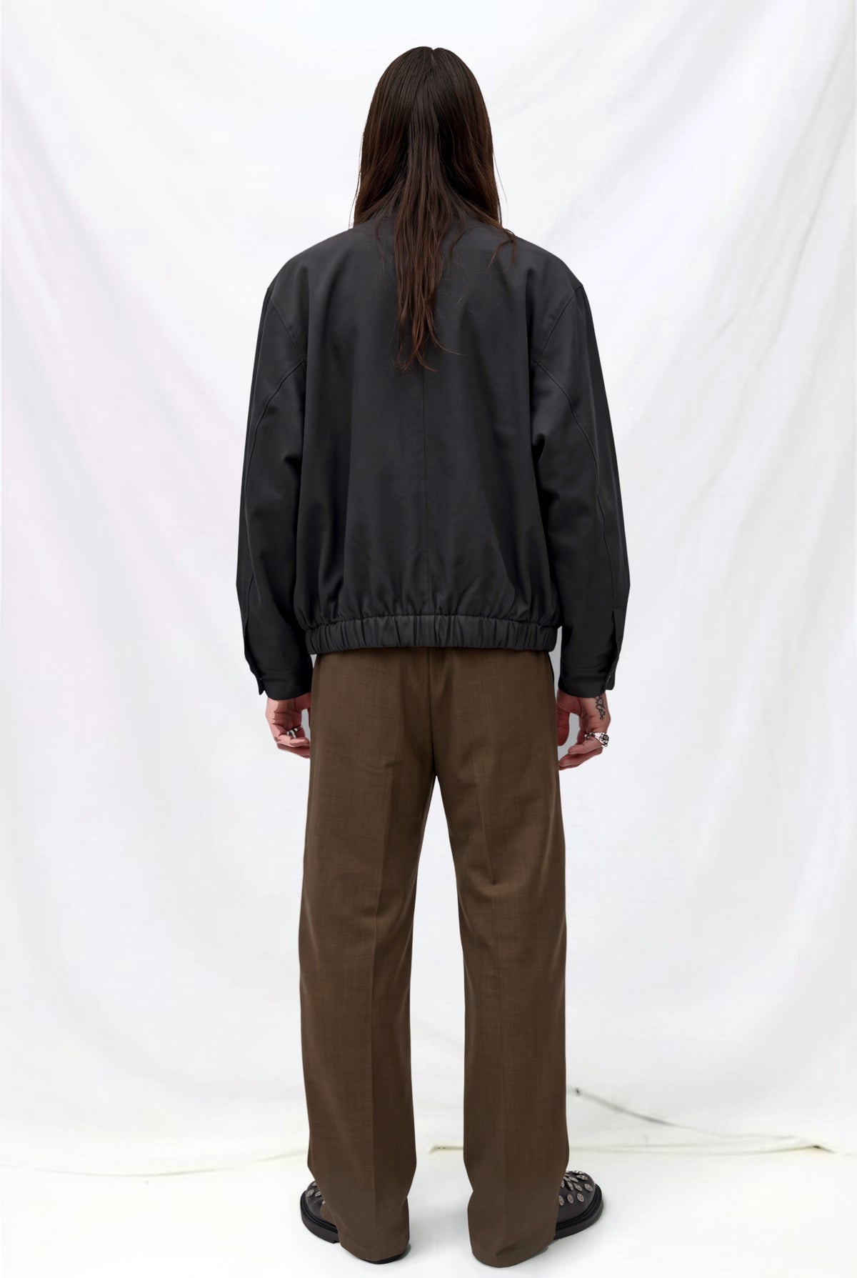 Black Suiting Mockneck Jacket