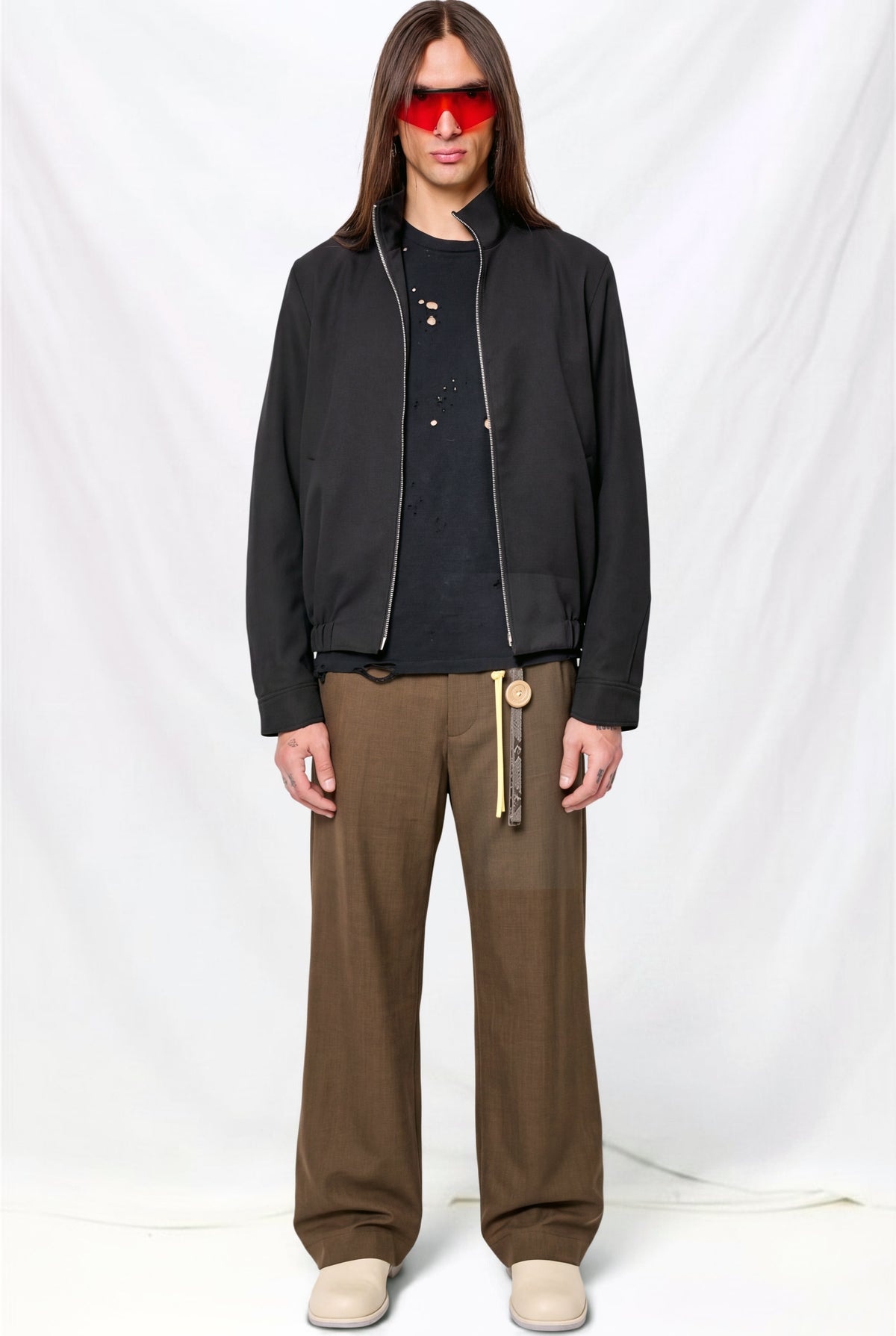 Black Suiting Mockneck Jacket