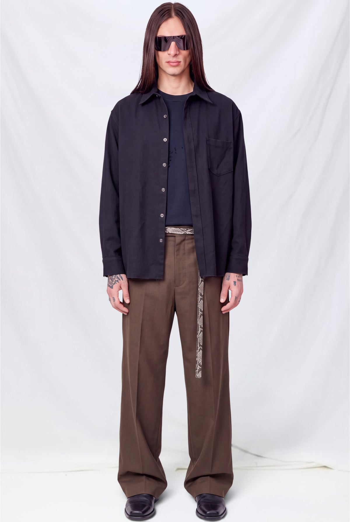 Overdye Black Loose Snap Shirt