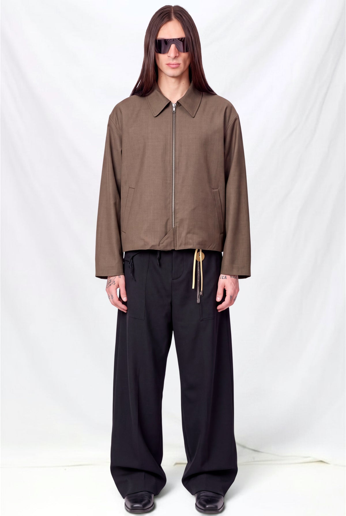 Brown Melange Pocket Zip Jacket
