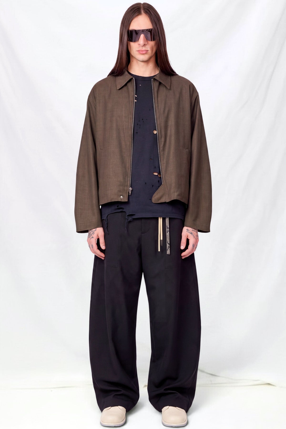 Brown Melange Pocket Zip Jacket