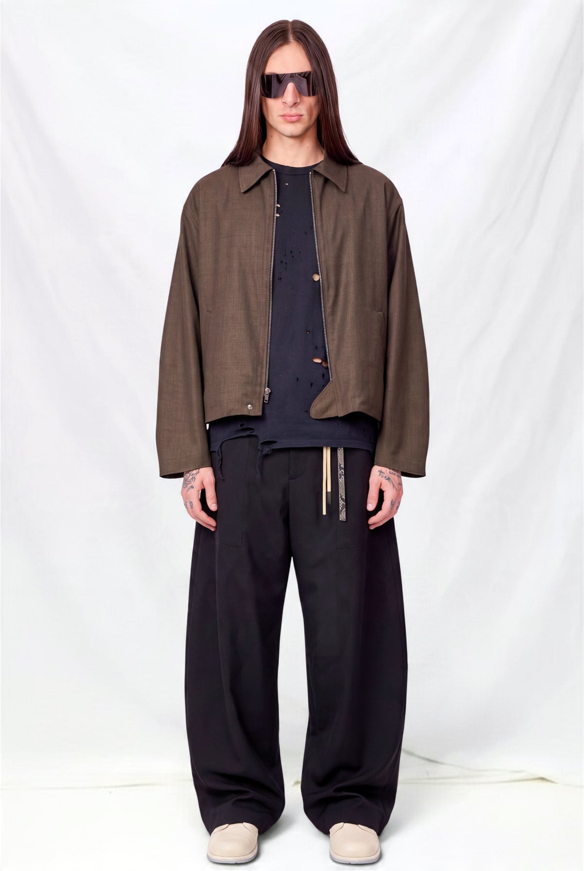 Brown Melange Pocket Zip Jacket