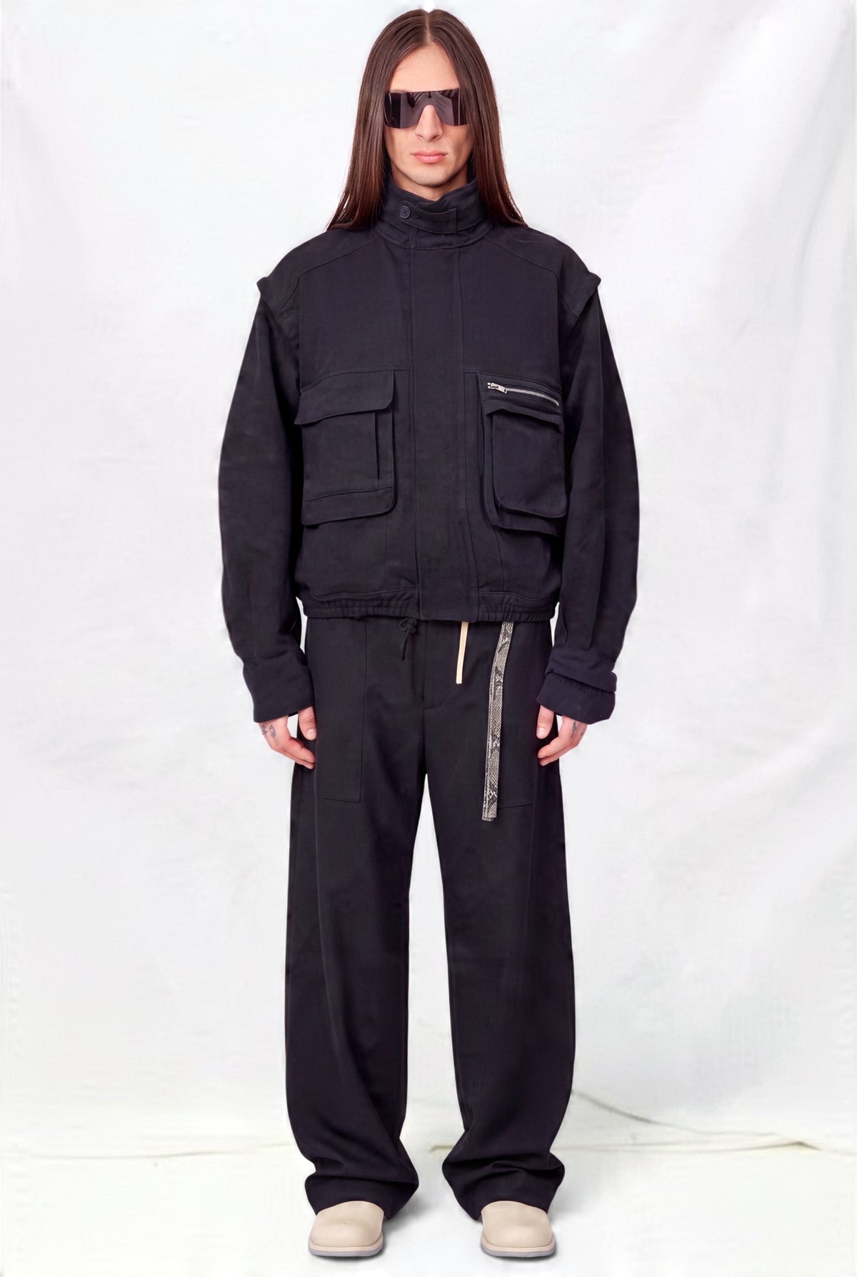 Overdyed Black Denim Military Jacket