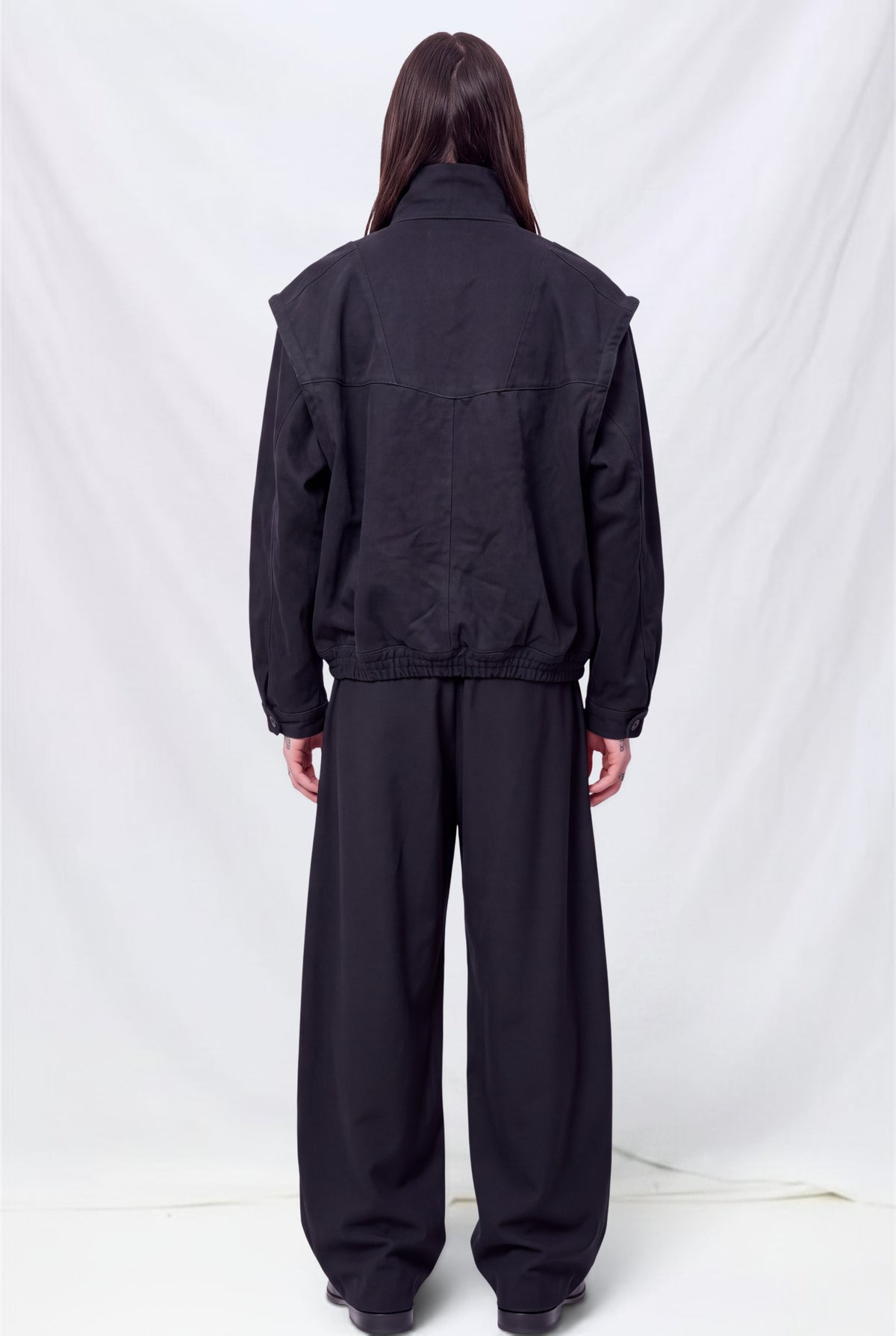Overdyed Black Denim Military Jacket