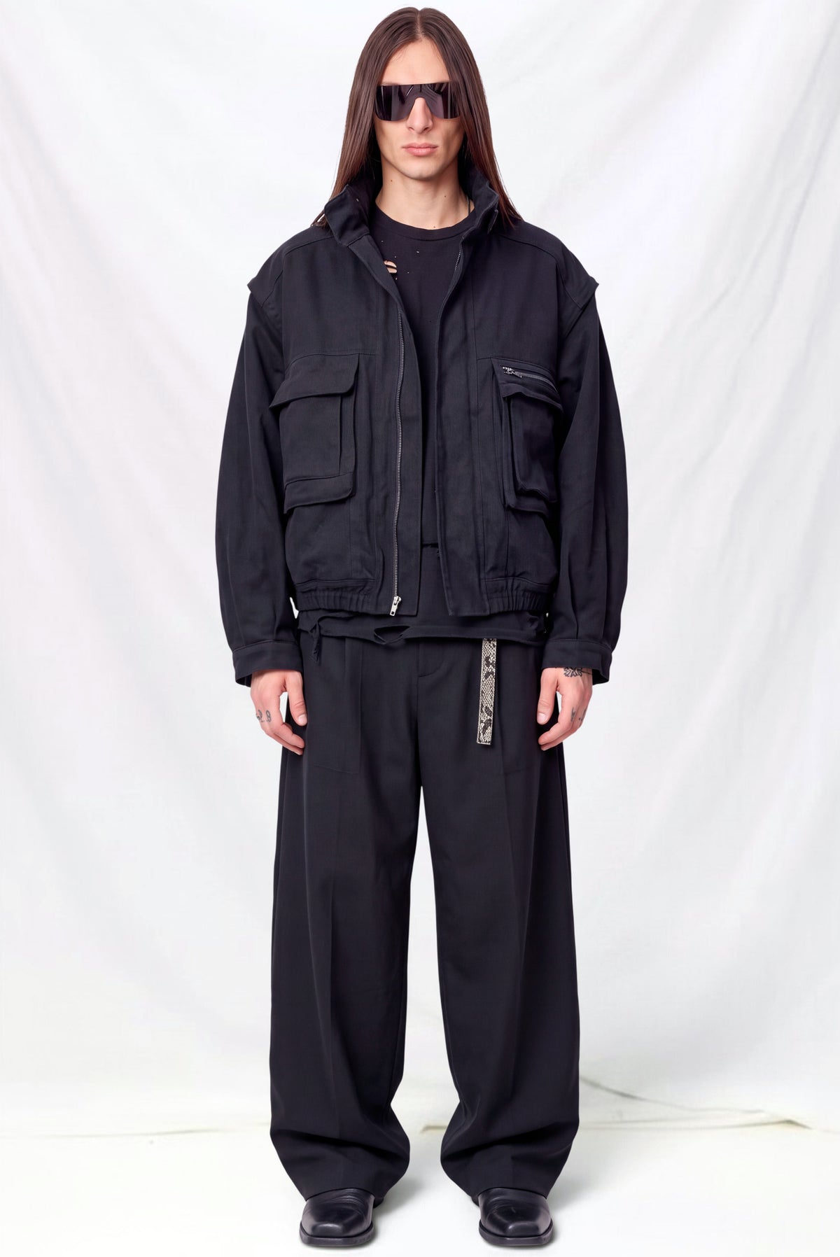 Overdyed Black Denim Military Jacket