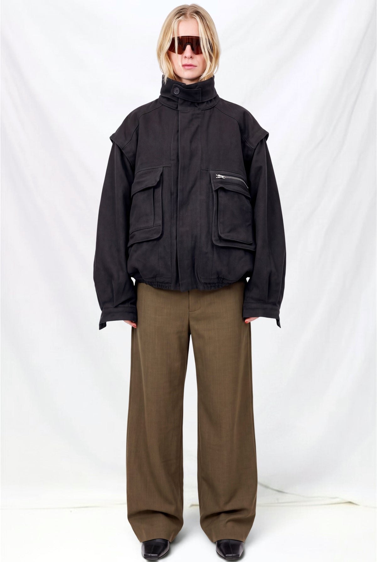 Overdyed Black Denim Military Jacket