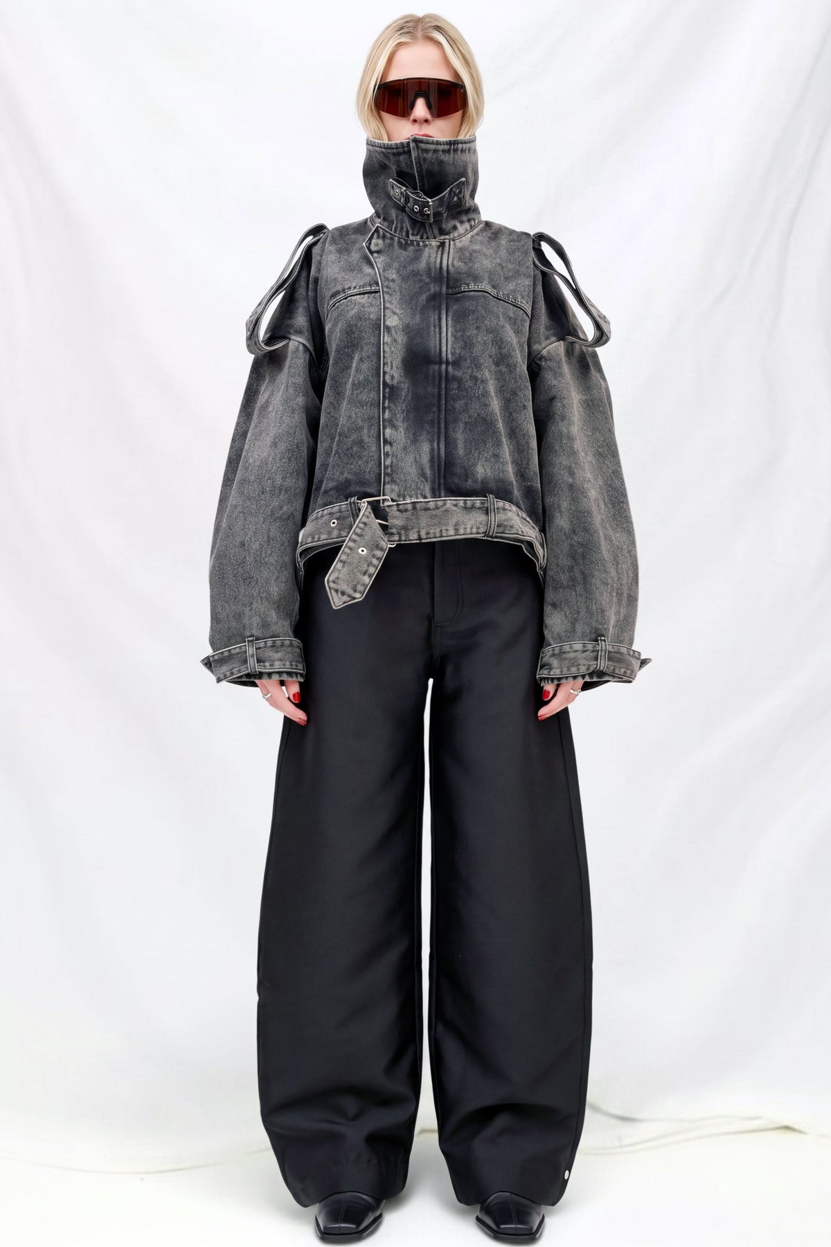 Black Acid Wash Oversized Jacket