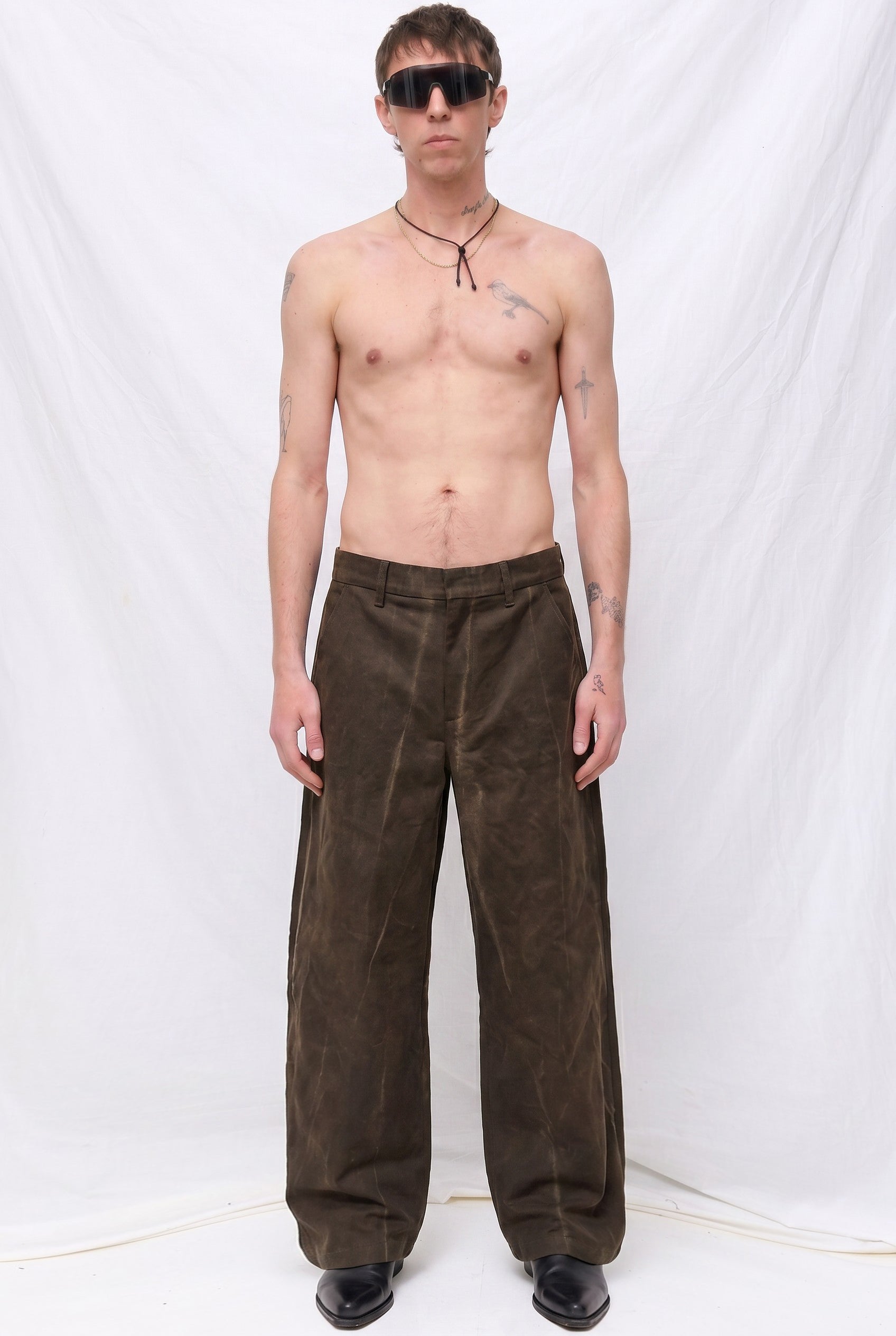 Brown Denim Volume Pant
