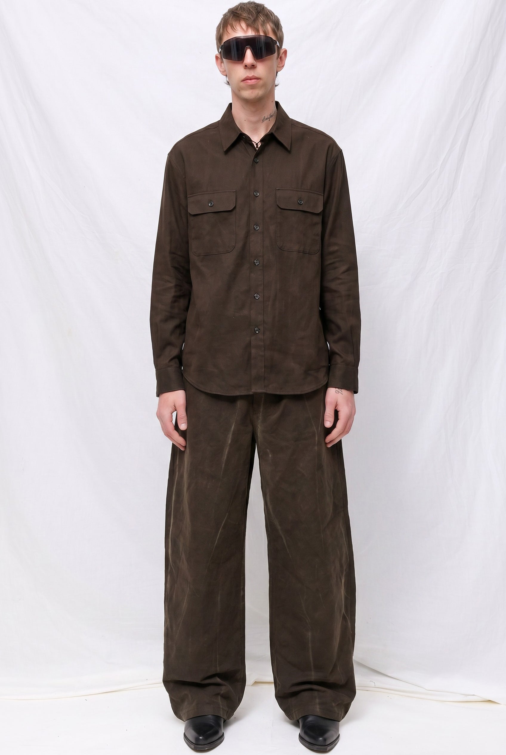 Brown Denim Volume Pant