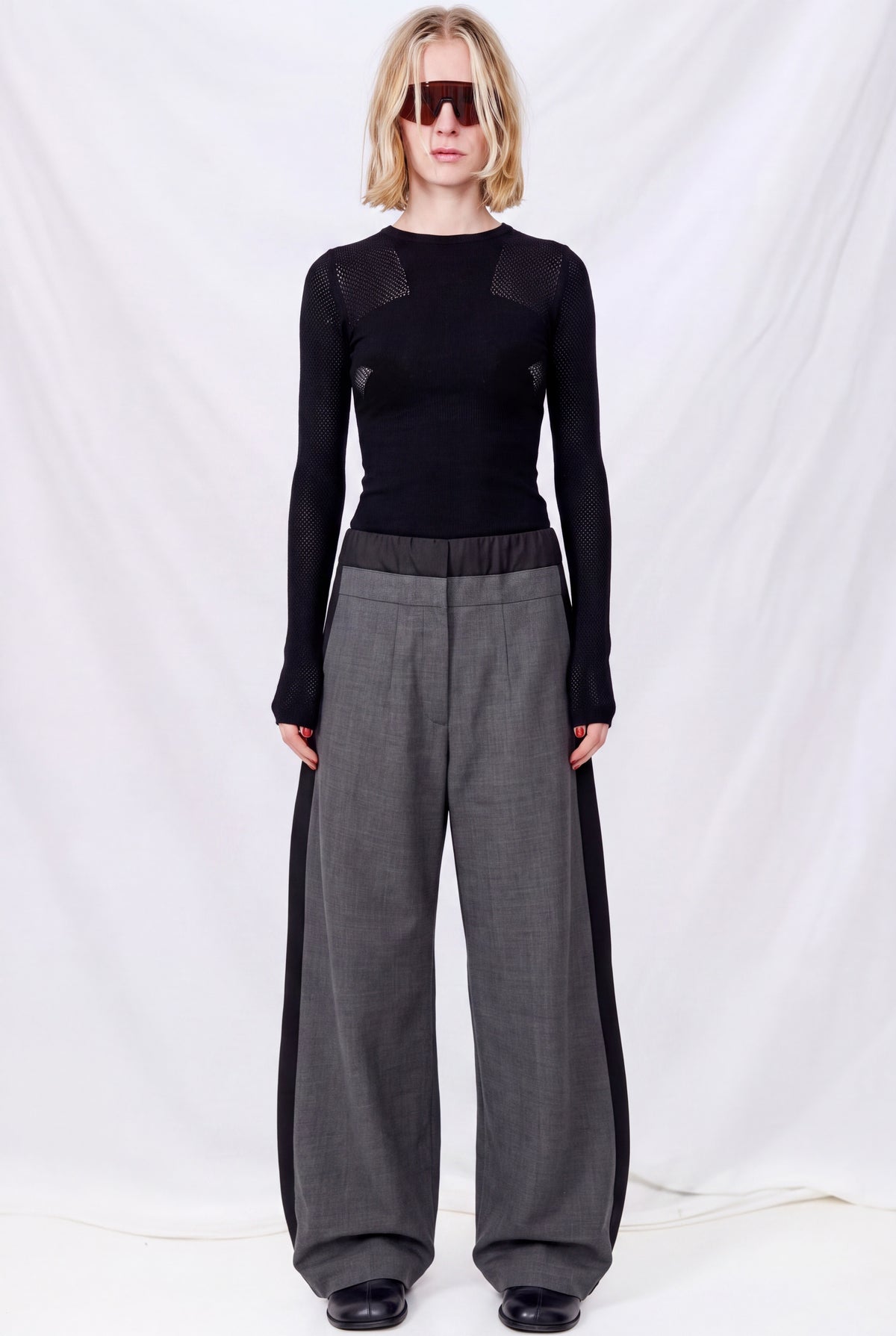 Black Simone Mesh Crew