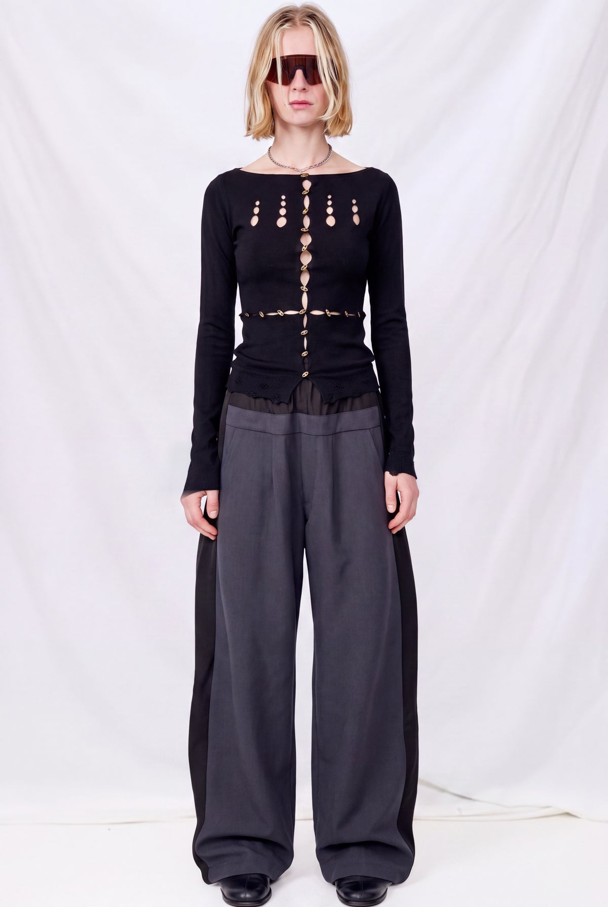 Onyx Cutout Button Knit Top