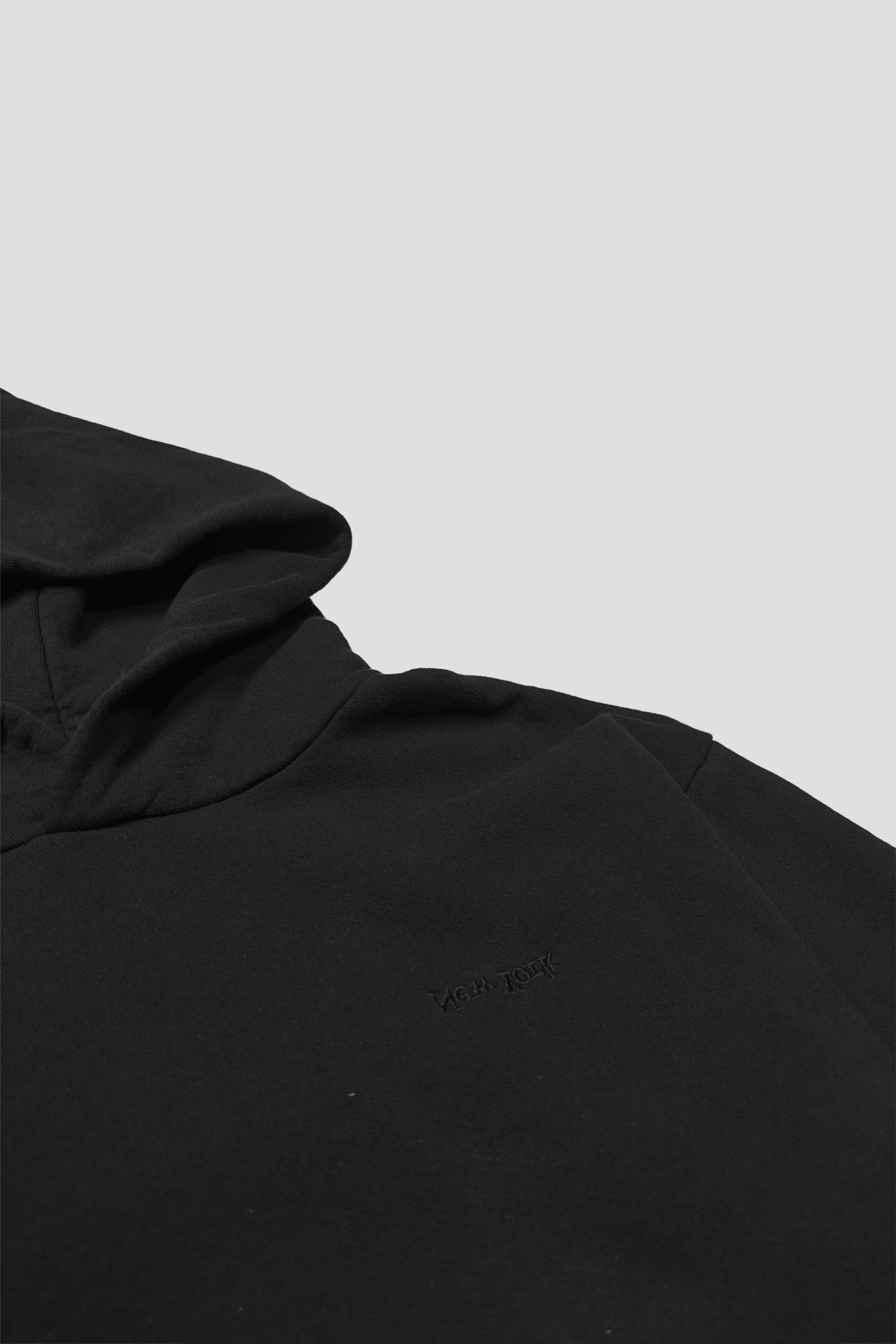 Jet Black Embroidered New York Chest Logo Hoodie