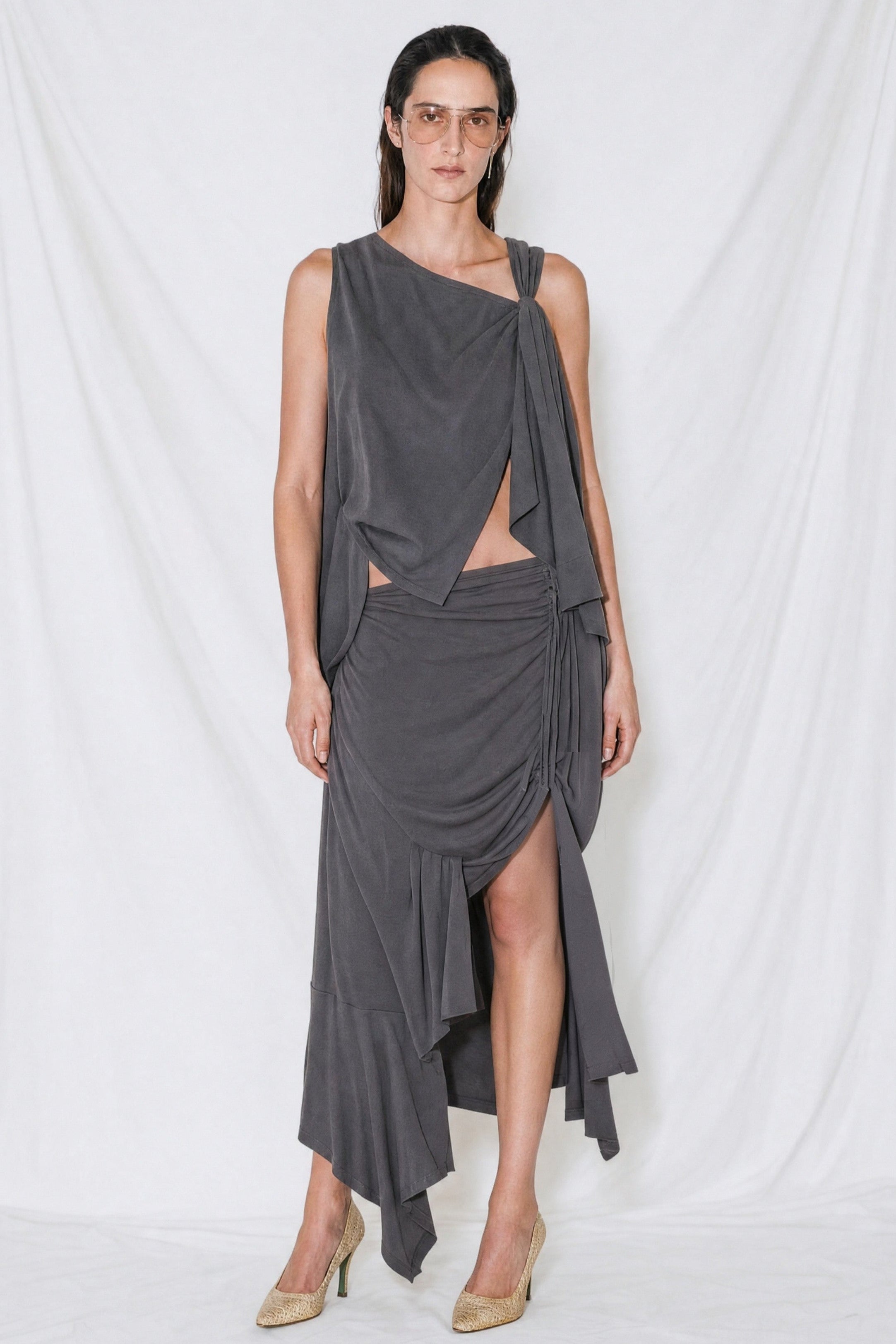 Dark Grey Theodora Sheet Top