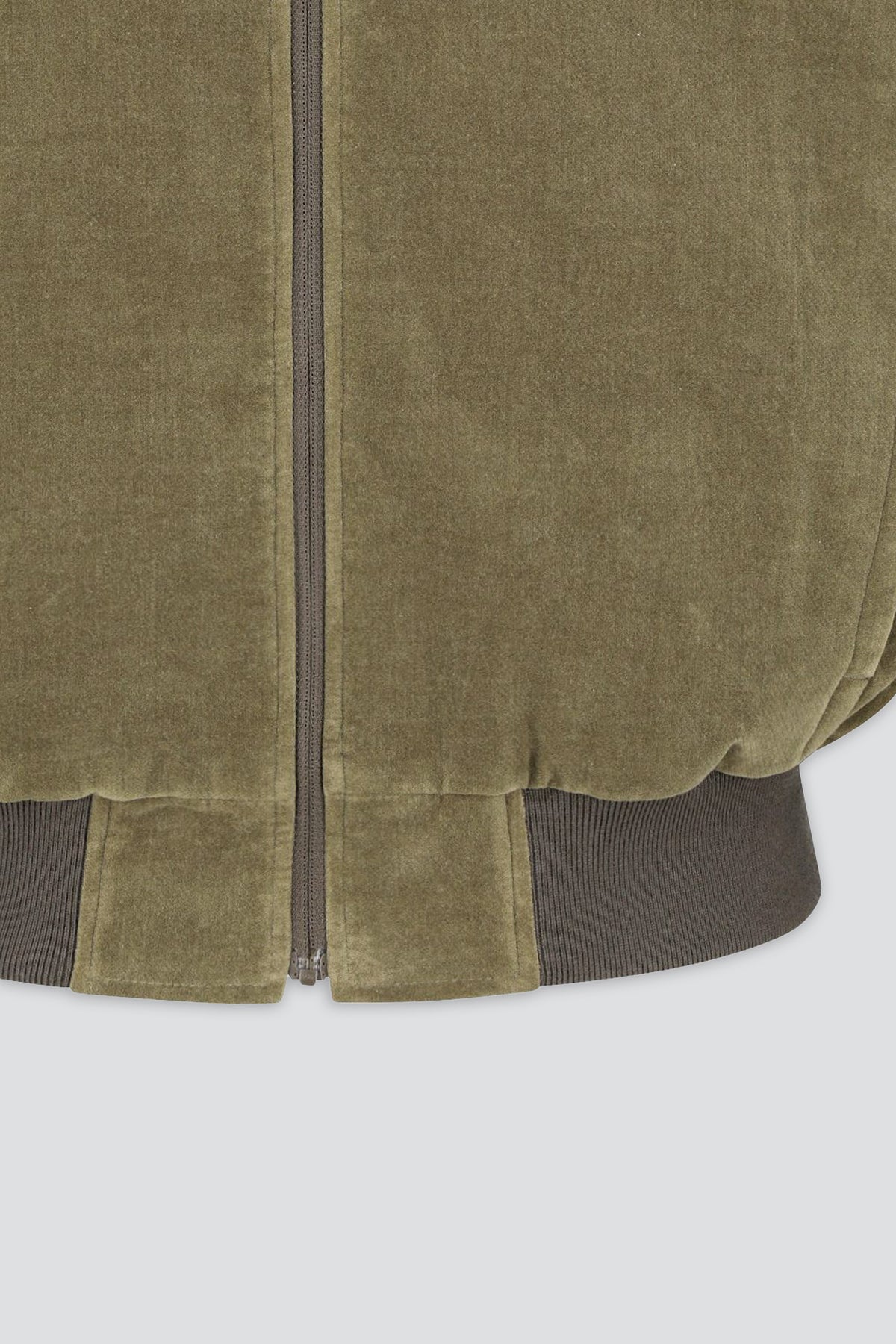 Khaki Velvet Zip Up Jumper