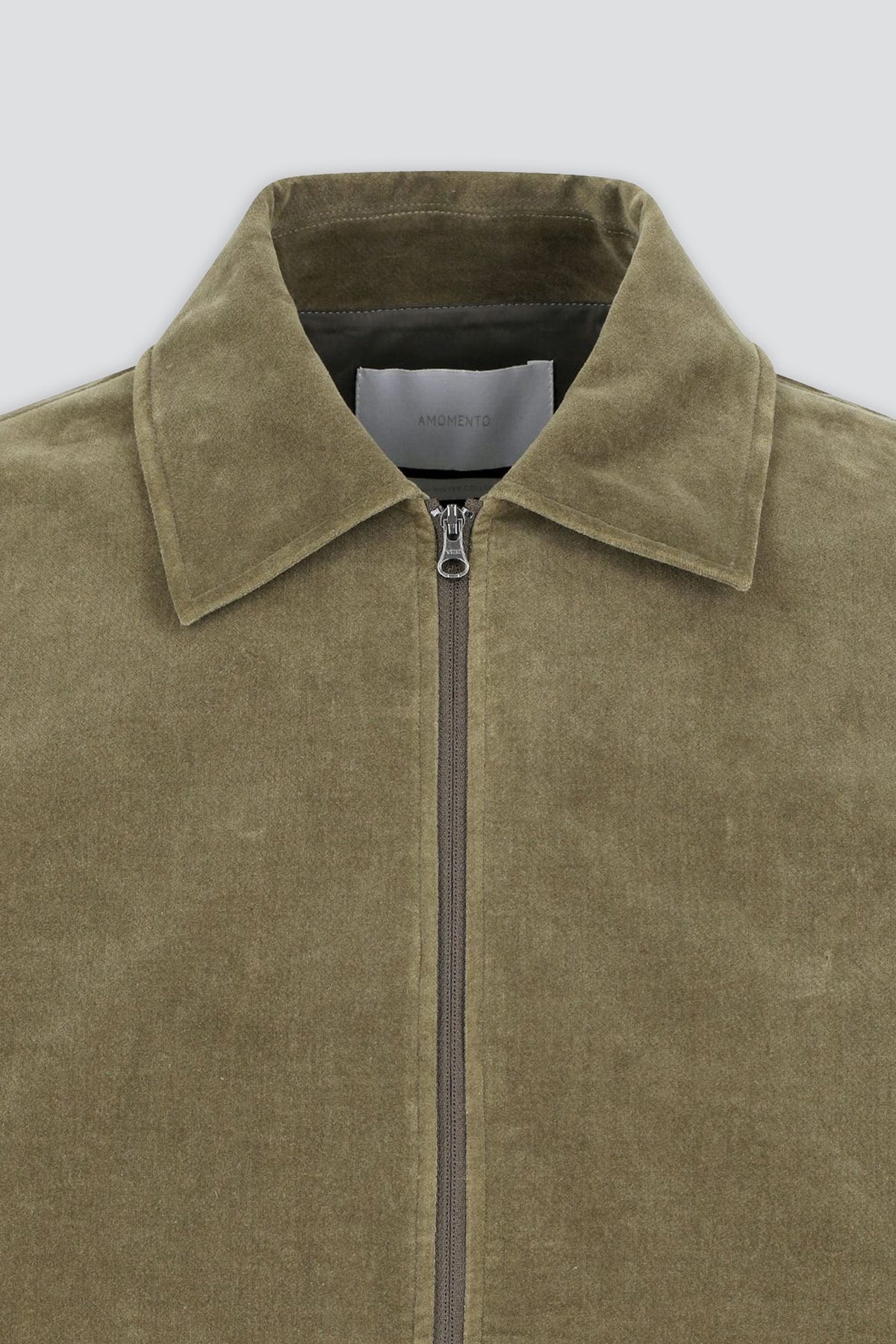 Khaki Velvet Zip Up Jumper