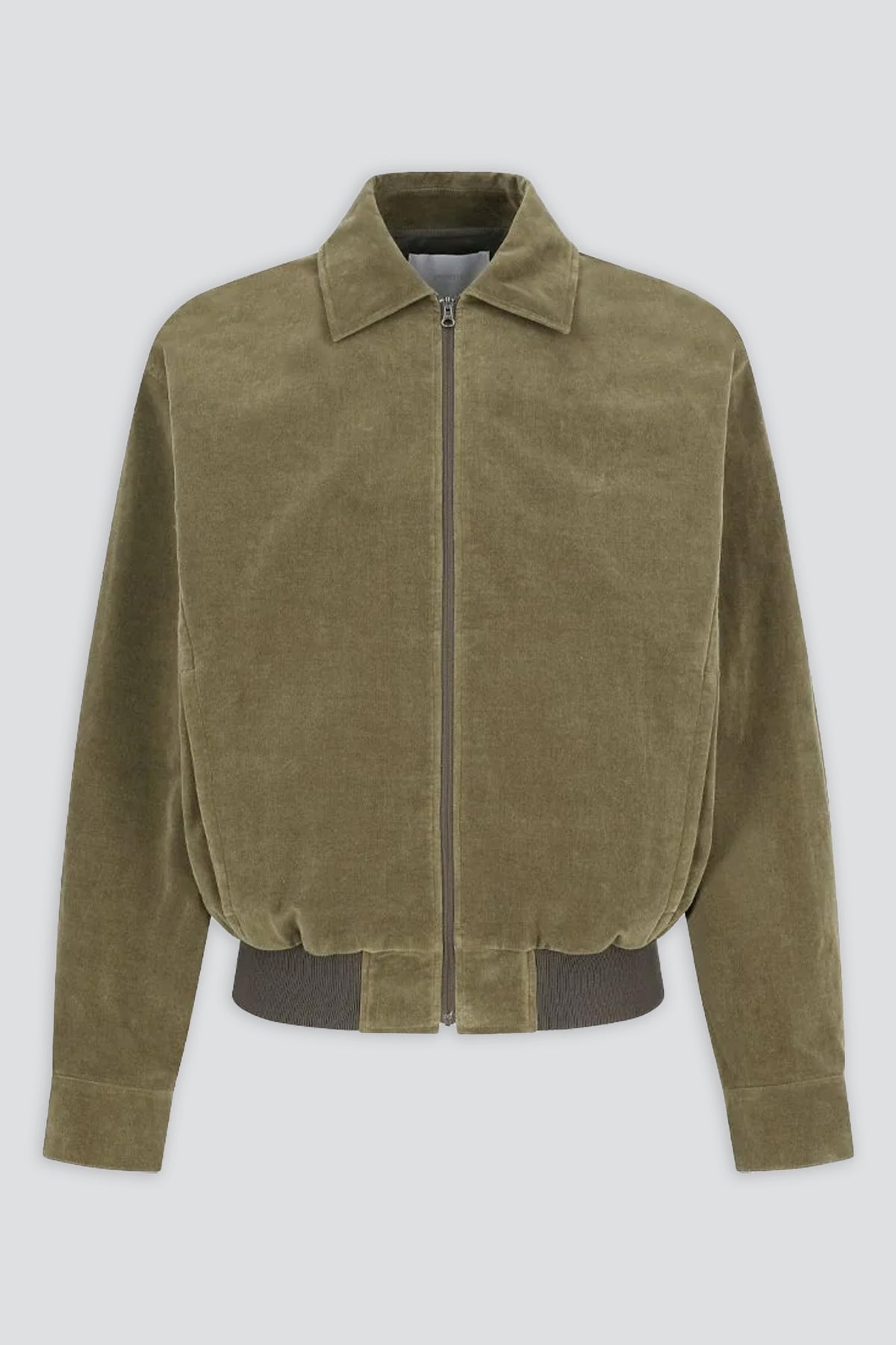 Khaki Velvet Zip Up Jumper