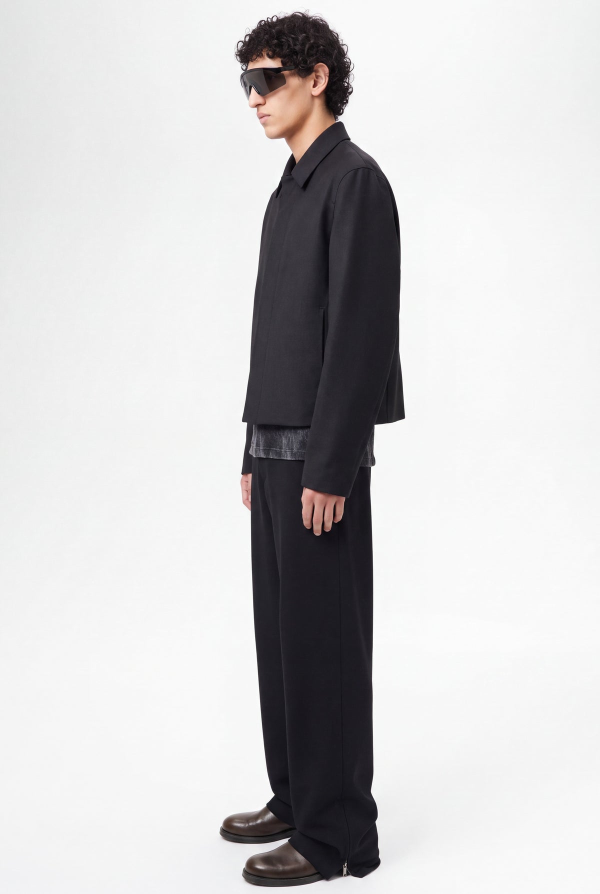 Black Worsted Wool Mini Jacket