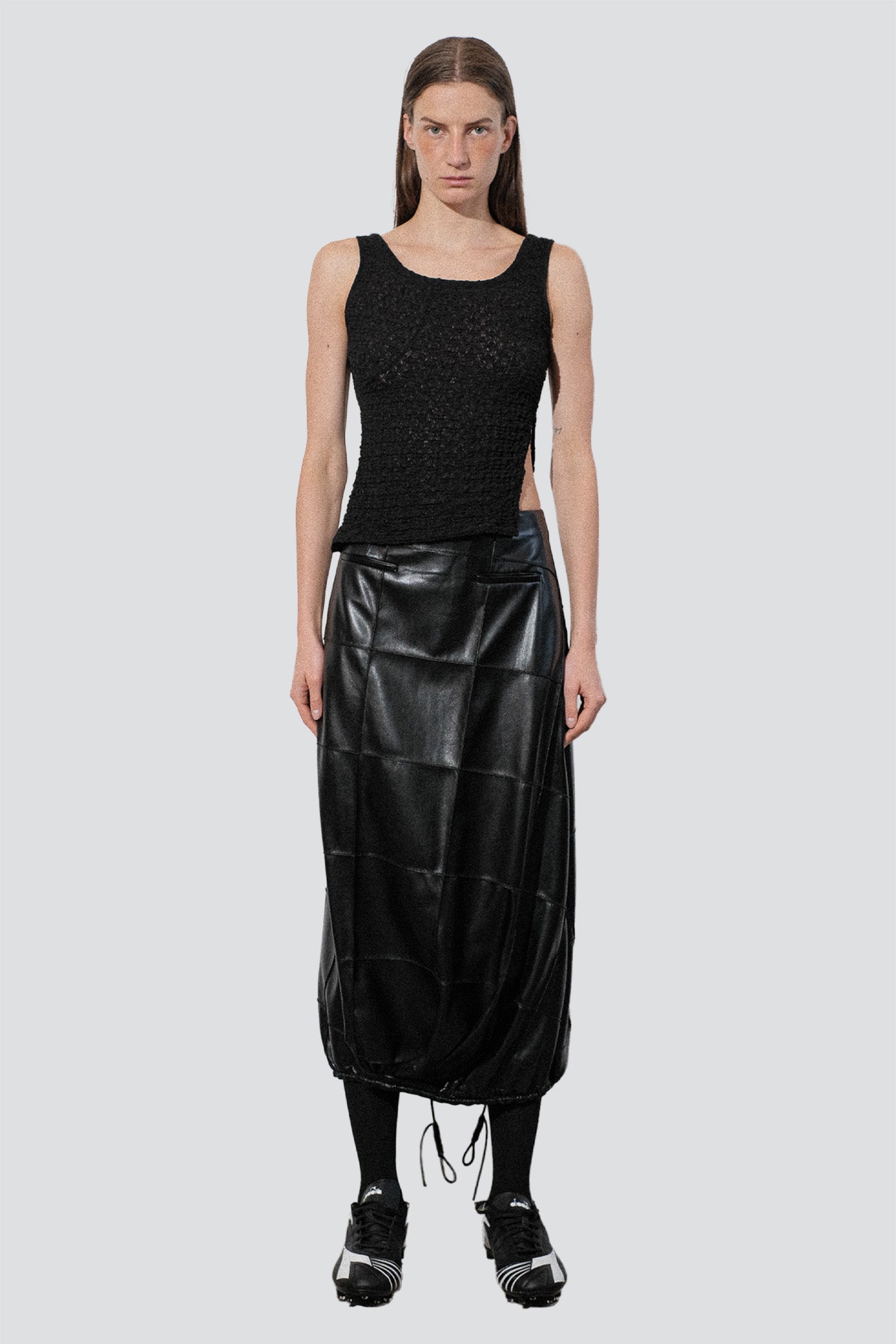 Black Lace Jersey Twist Tank Top